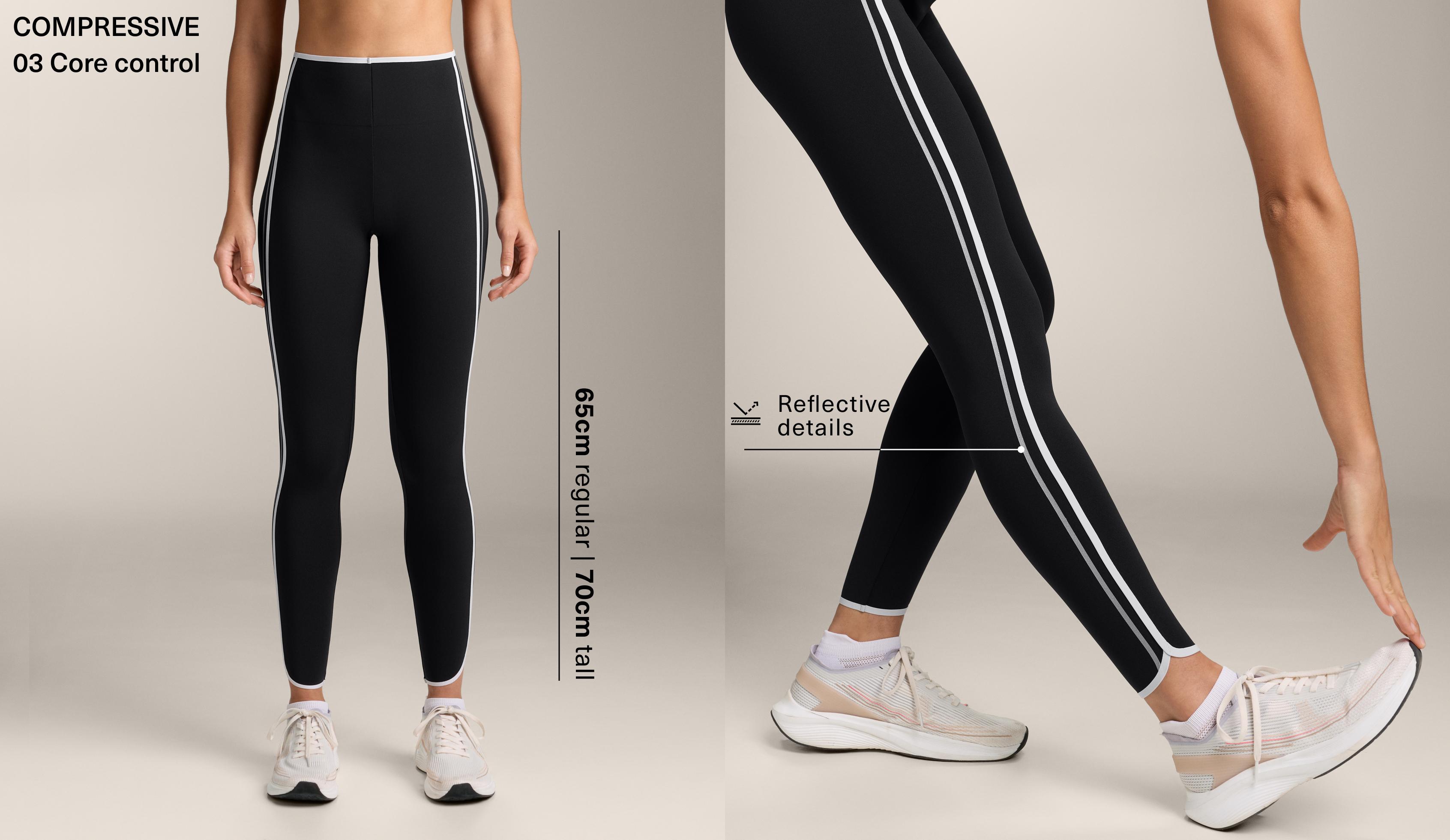 Compressive high-rise retro core-control ankle-length leggings