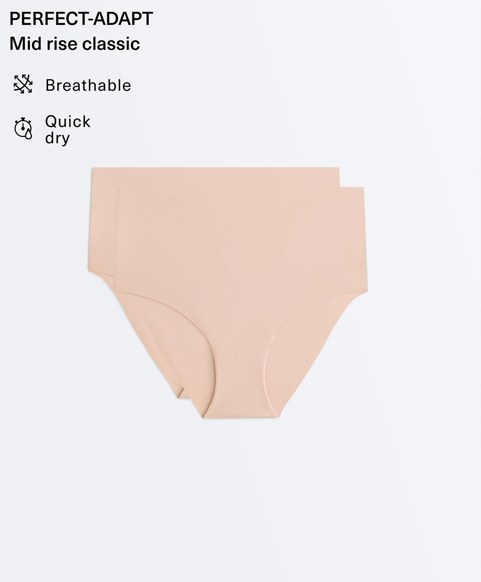 2 invisible polyamide blend mid-rise classic briefs — BEIGE