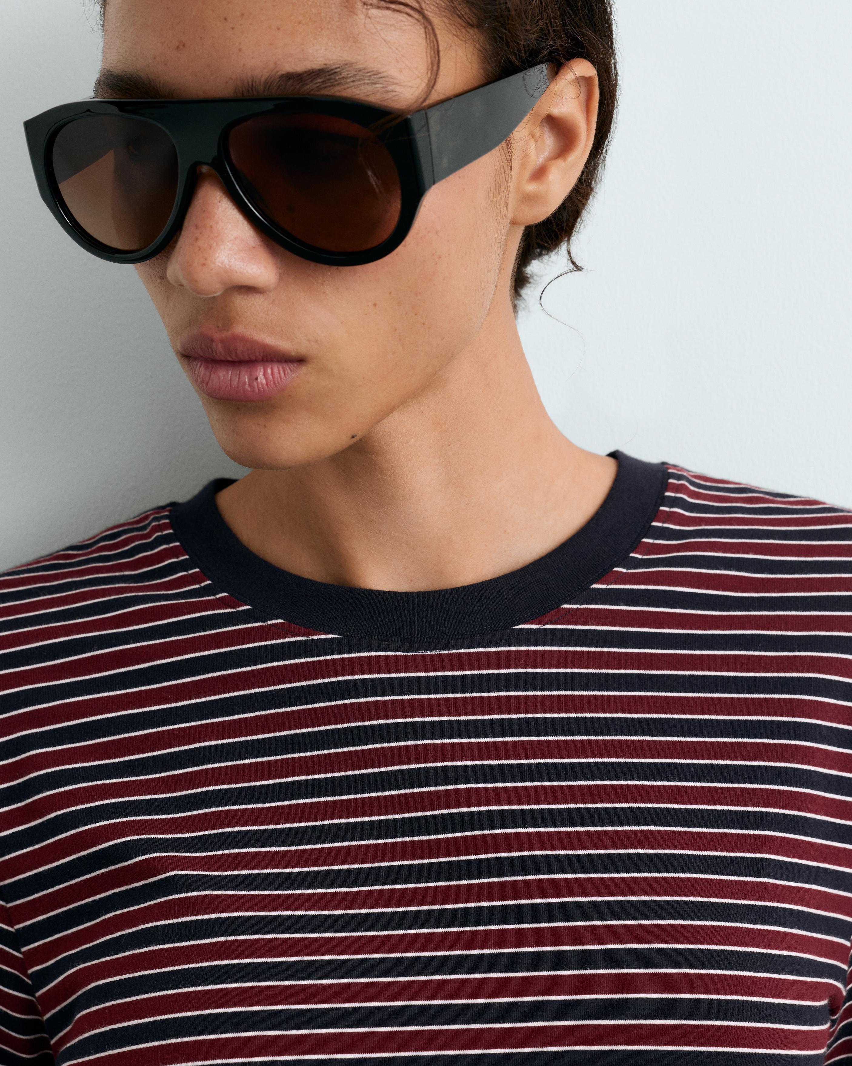 Striped regular-fit short-sleeved T-shirt — NAVY BLUE