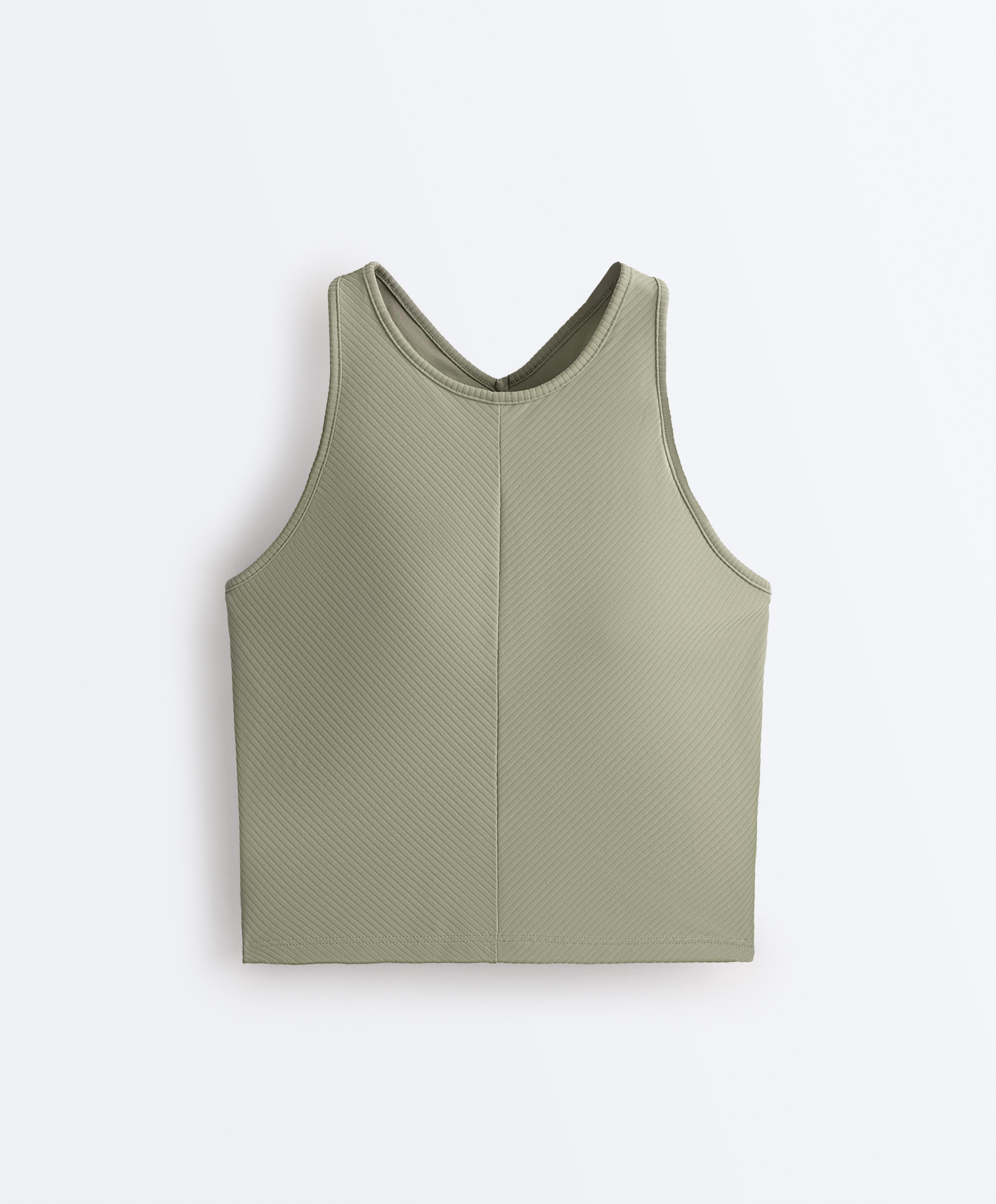 Rib Comfortlux halter tank top — PALE GREEN
