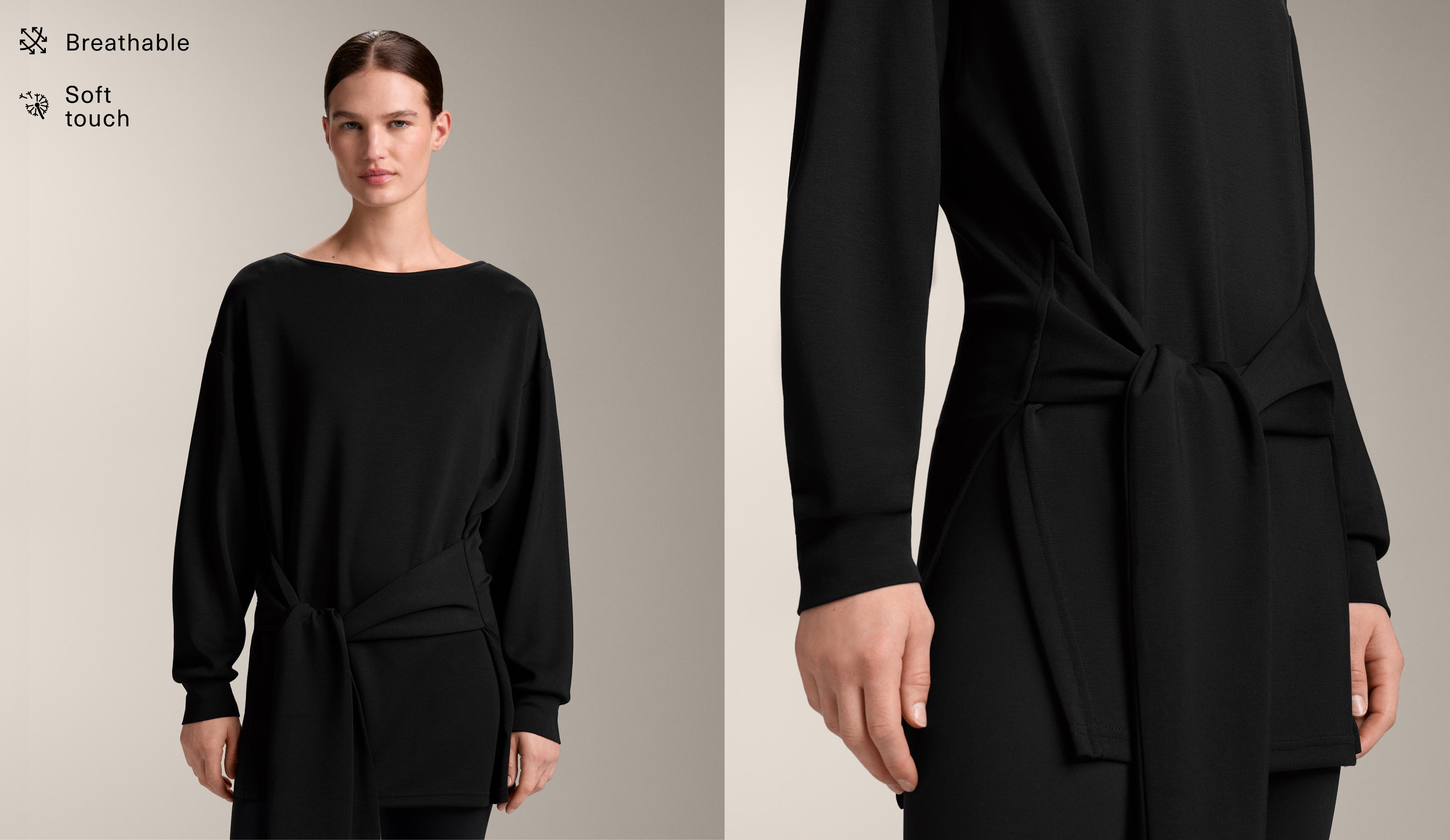 Long soft-touch modal sweatshirt with knot detail