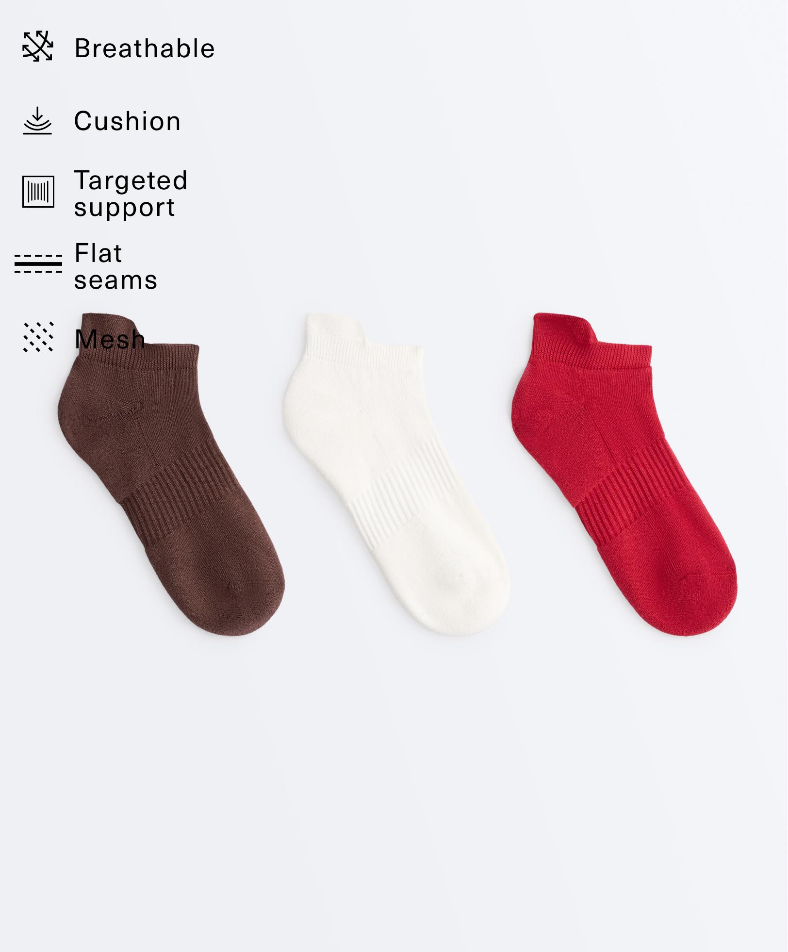 Lot de 3 paires de chaussettes sneaker avec languette en mélange de coton Lot de 3 paires de chaussettes sneaker avec languette en mélange de coton
