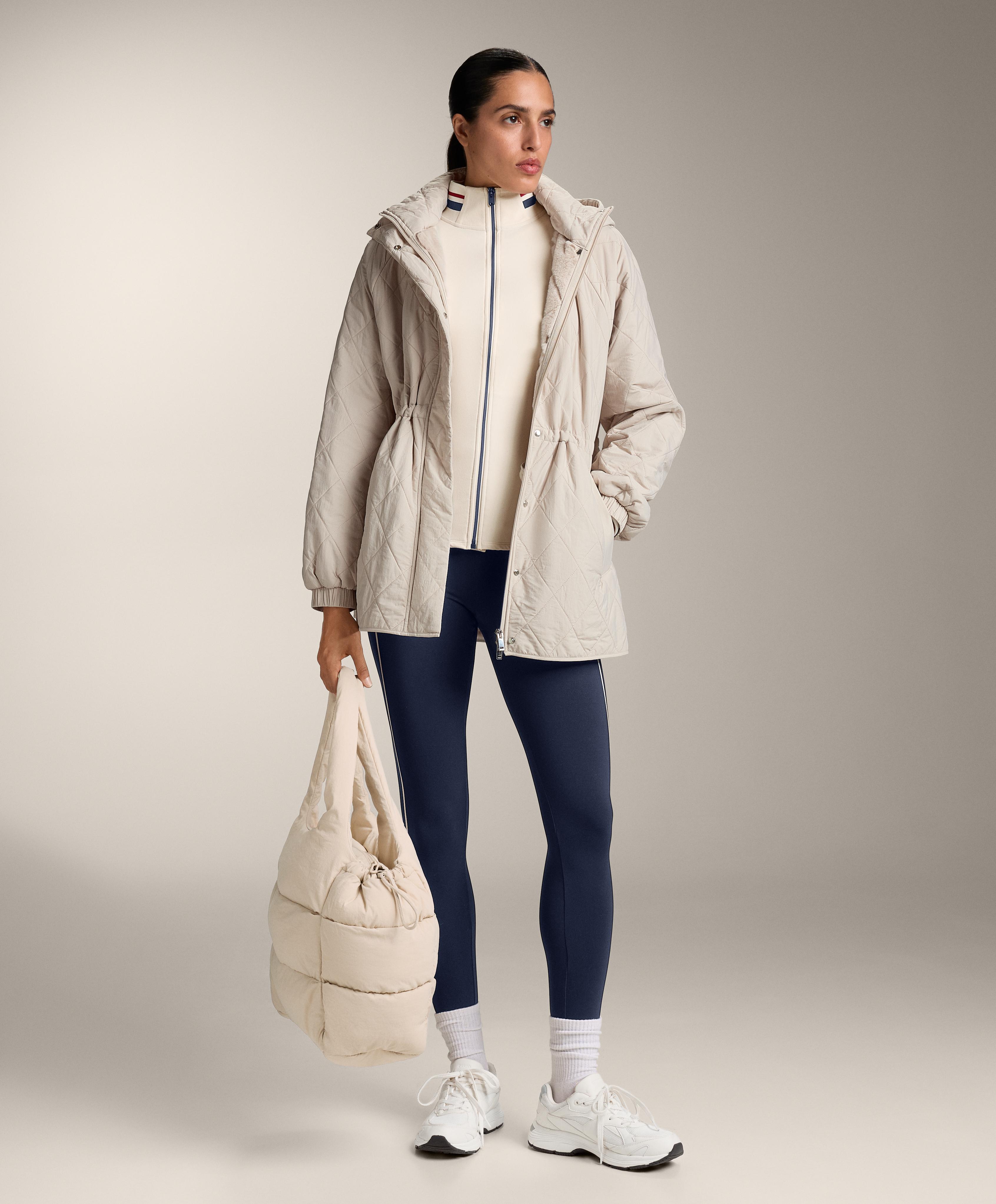 Light warm technical rubber jacket — PALE ECRU