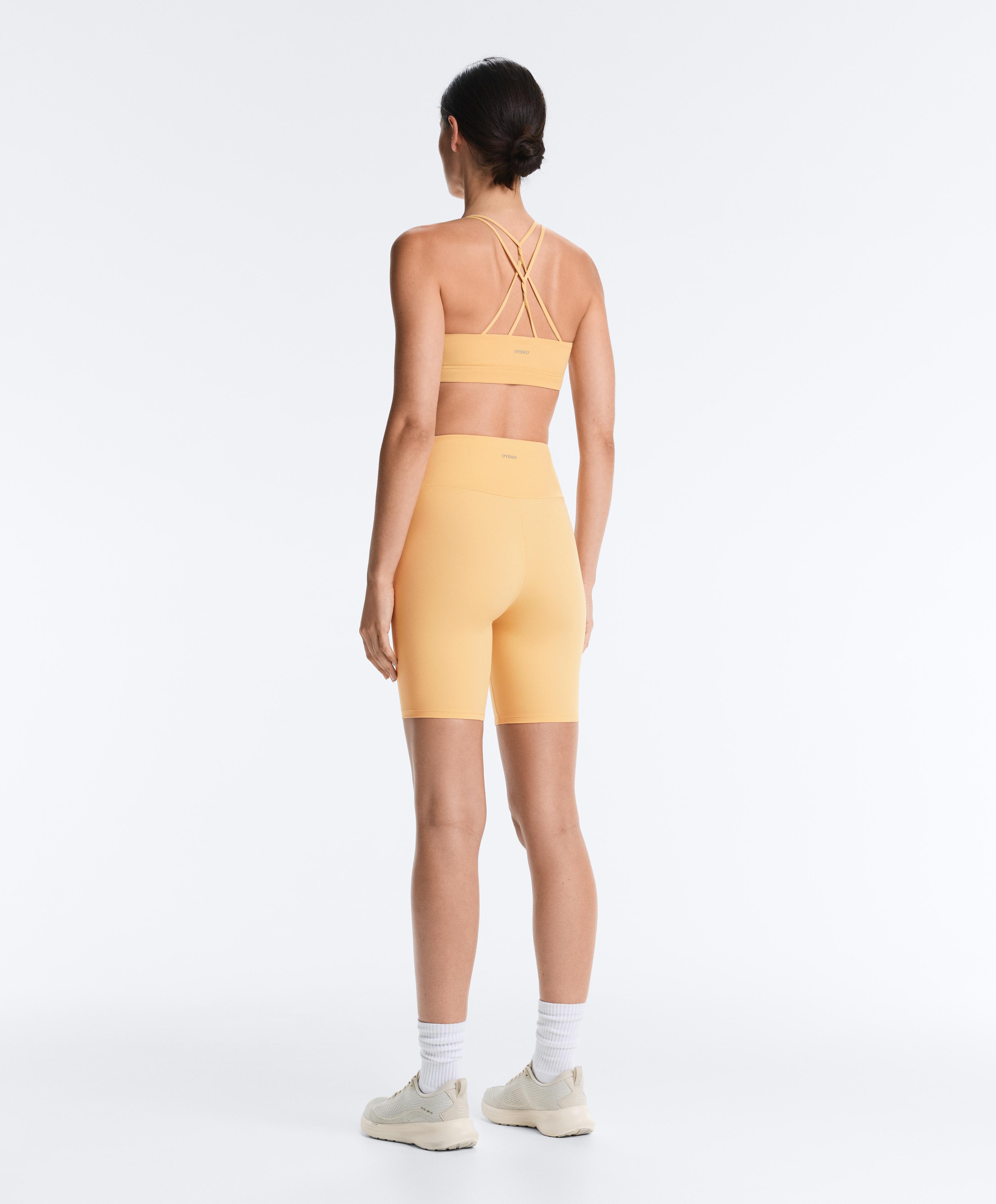 Comfortlux low-support crossover strap sports bra — BURNT YELLOW