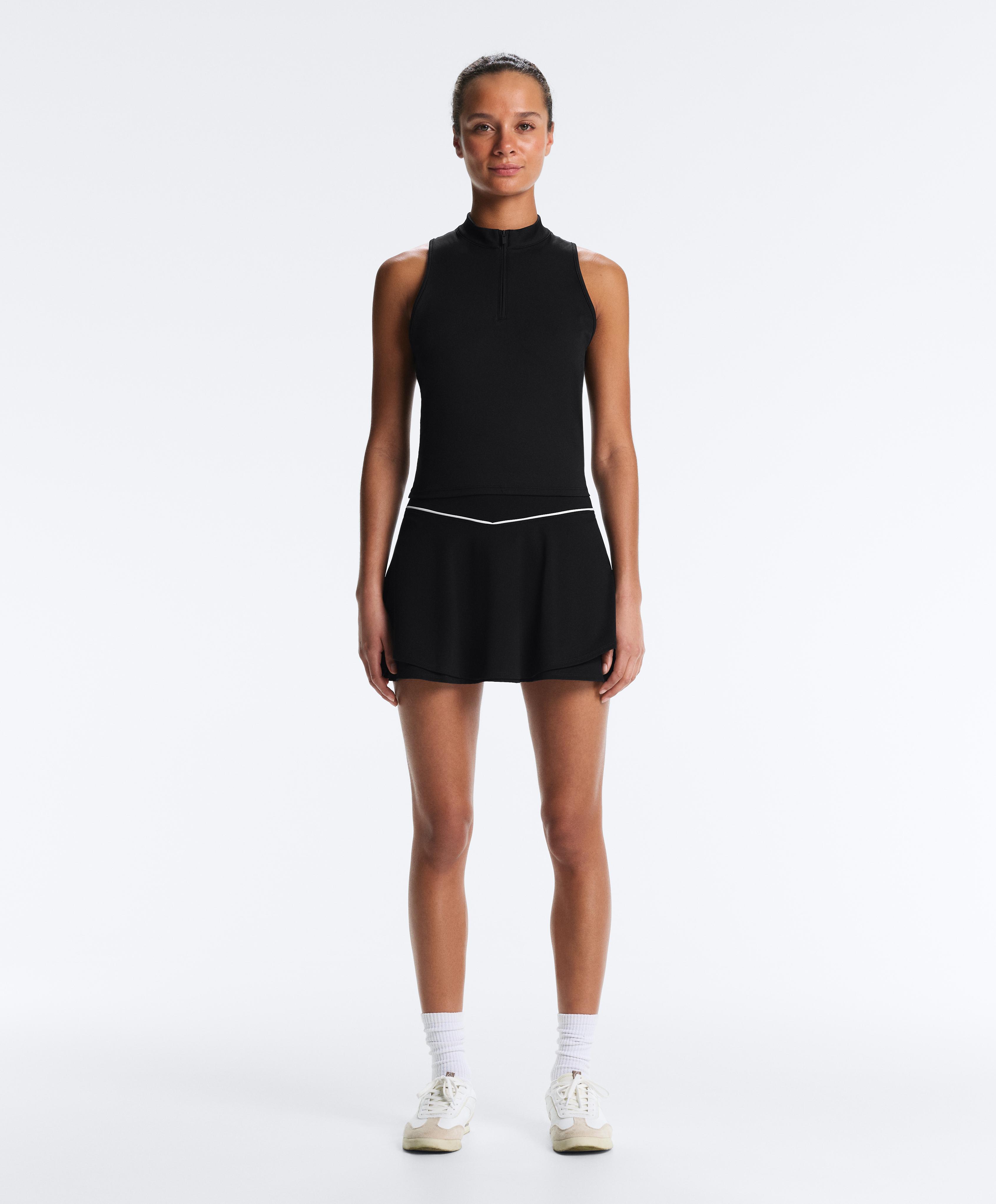 Half-zip sleeveless top — BLACK