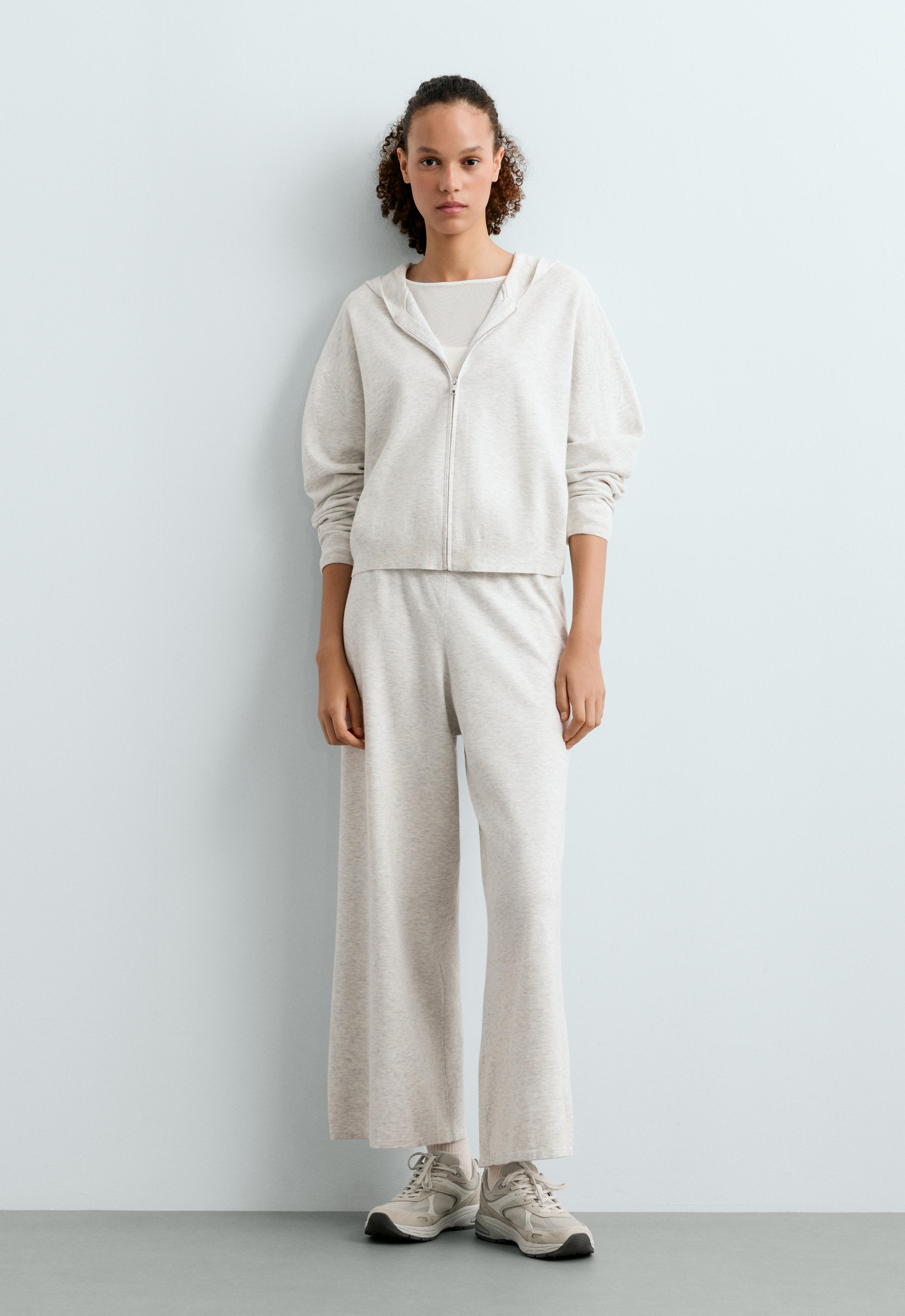 Knit hooded jacket — PALE GREY MELANGE