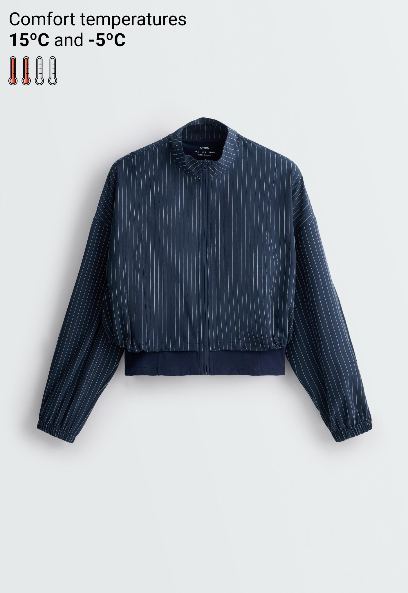 Pinstripe water-repellent technical jacket — NAVY BLUE