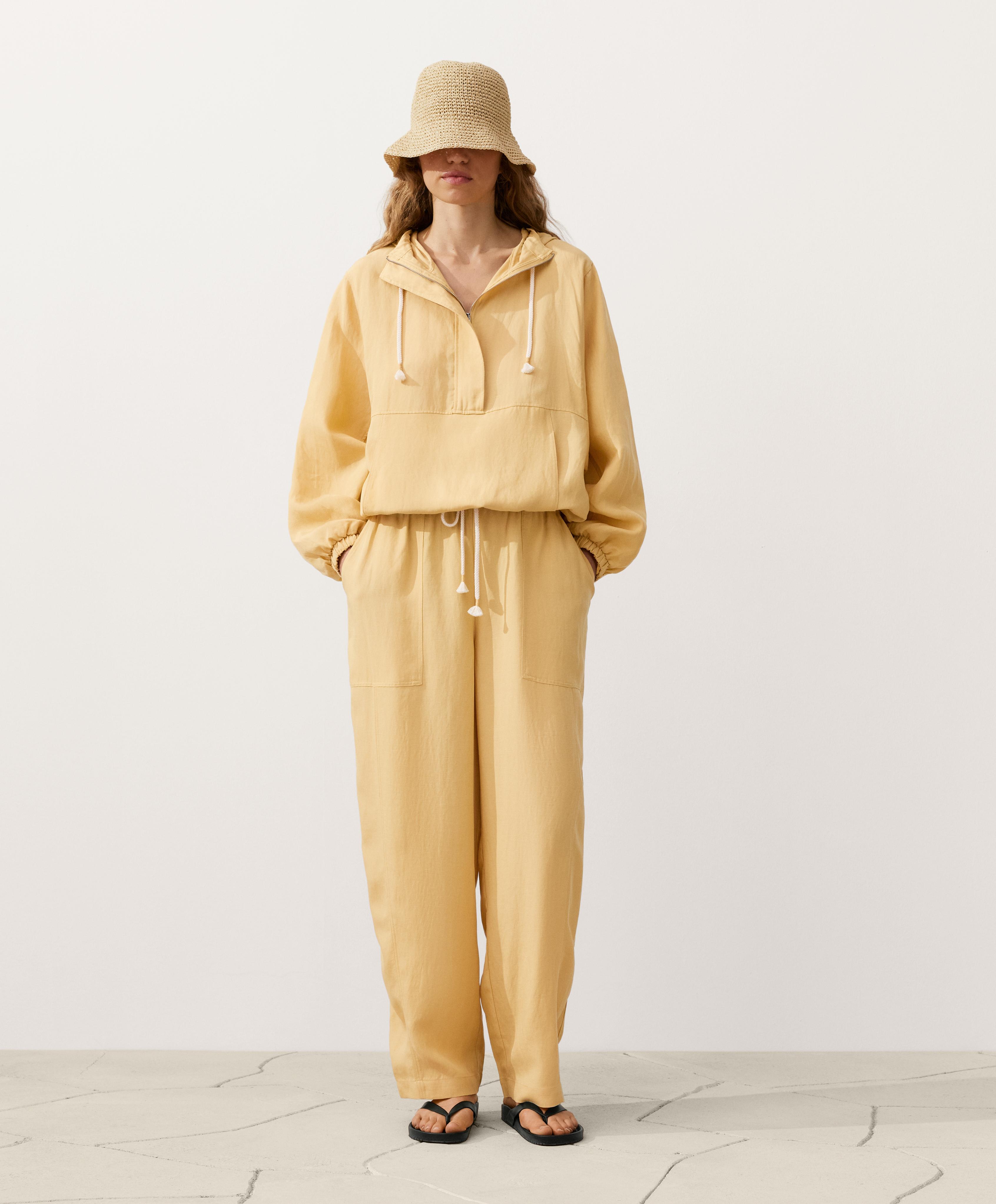 Lyocell blend and 24% linen straight trousers — MID-YELLOW