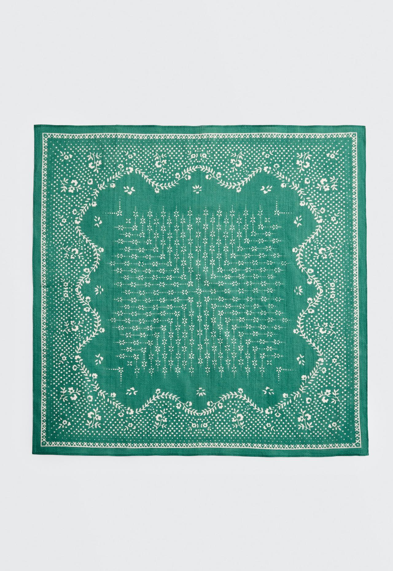 Floral 100% cotton print bandana — GRASS GREEN