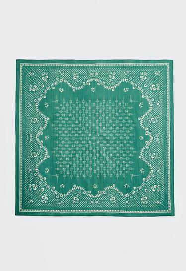 Floral 100% cotton print bandana — GRASS GREEN 2