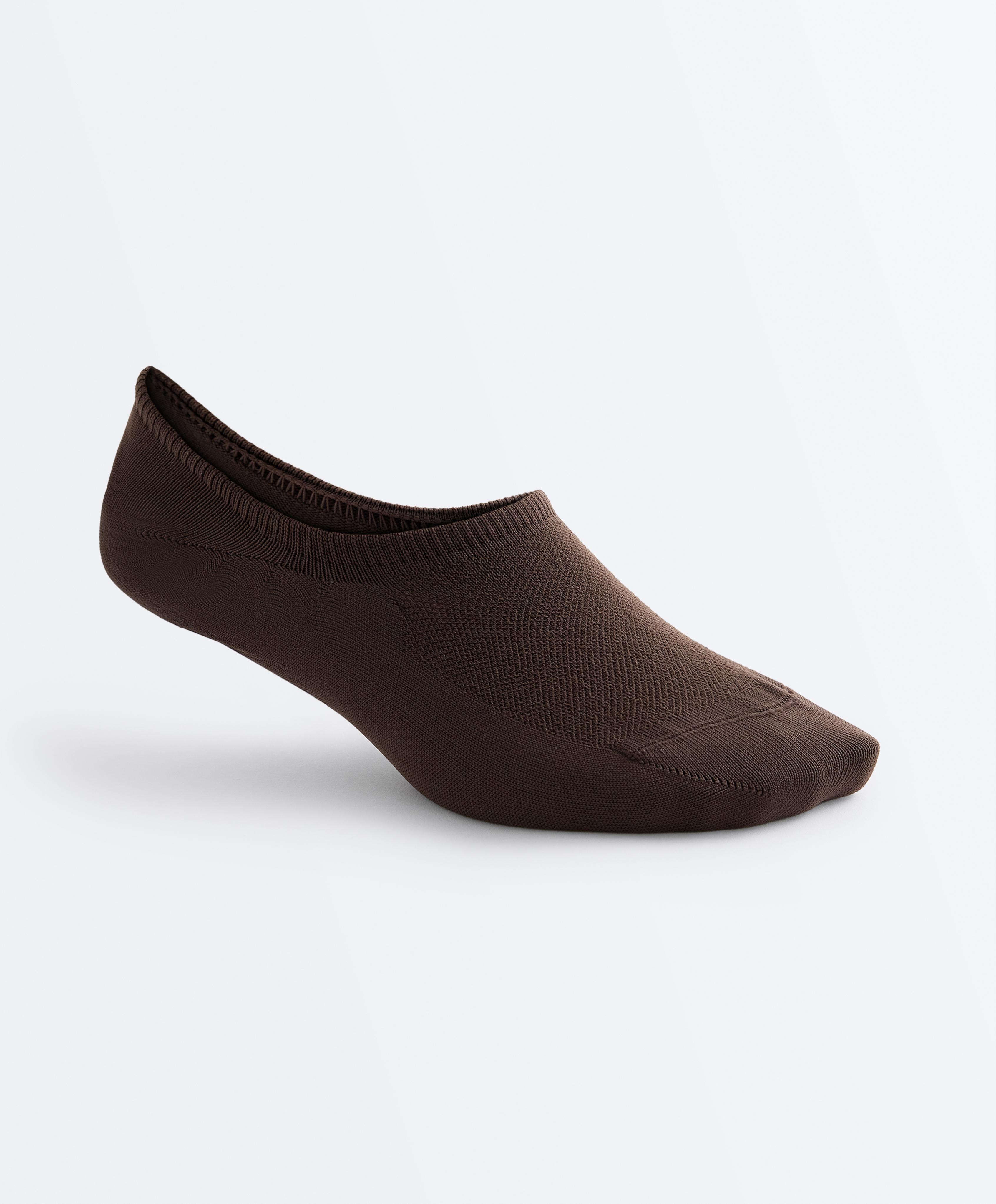 3 pairs of high-cut invisible polyamide blend sports socks — BROWN