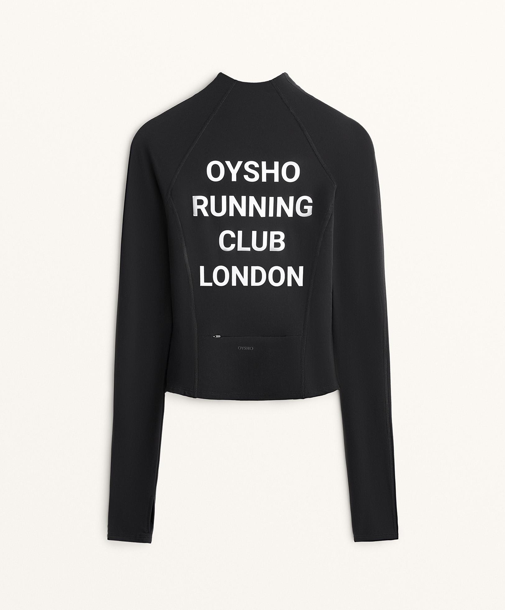 Oysho Running Club London light warm technical jacket with seams — BLACK