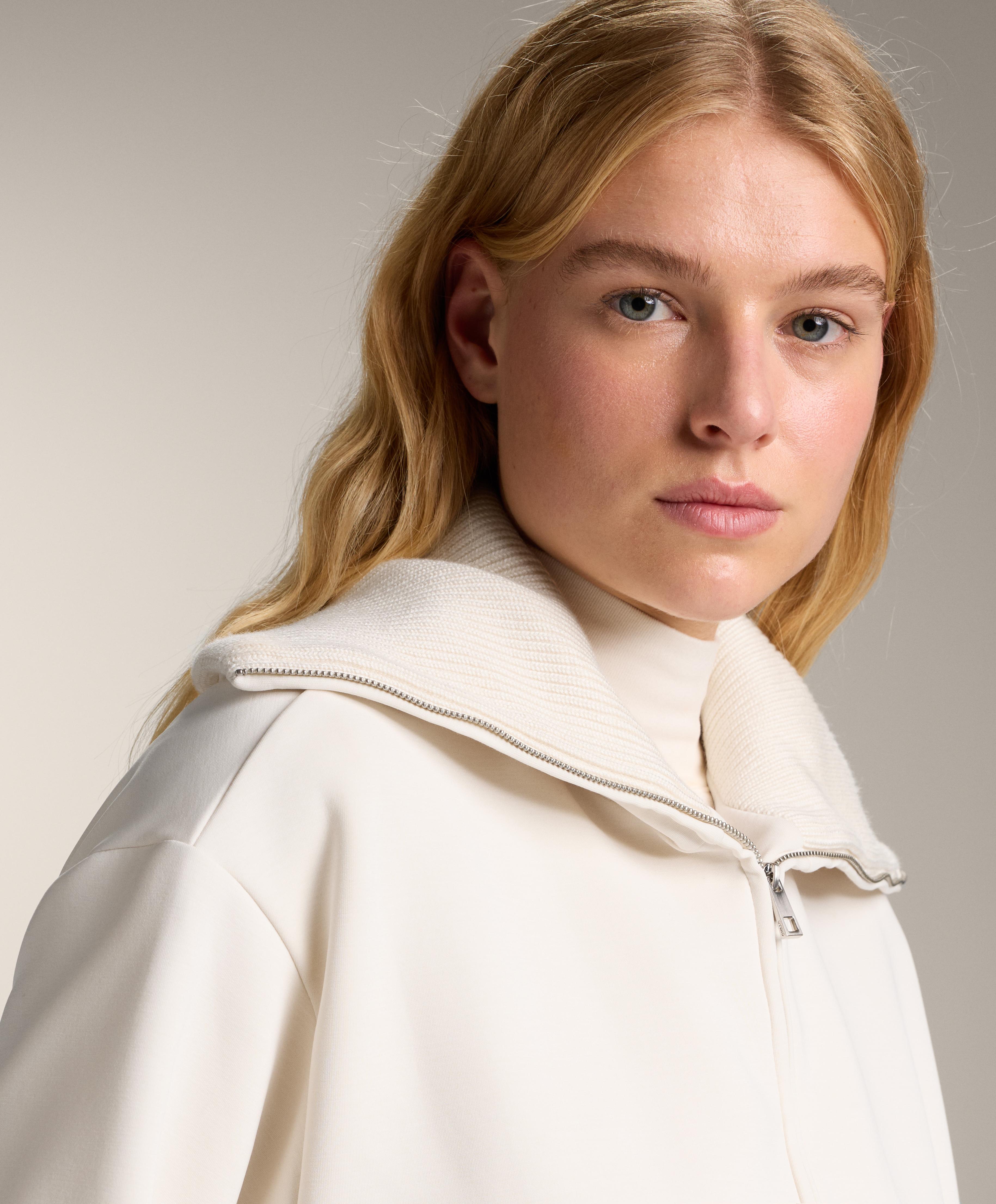 Long brushed modal jacket with adjustable waist and tricot collar Long brushed modal jacket with adjustable waist and tricot collar