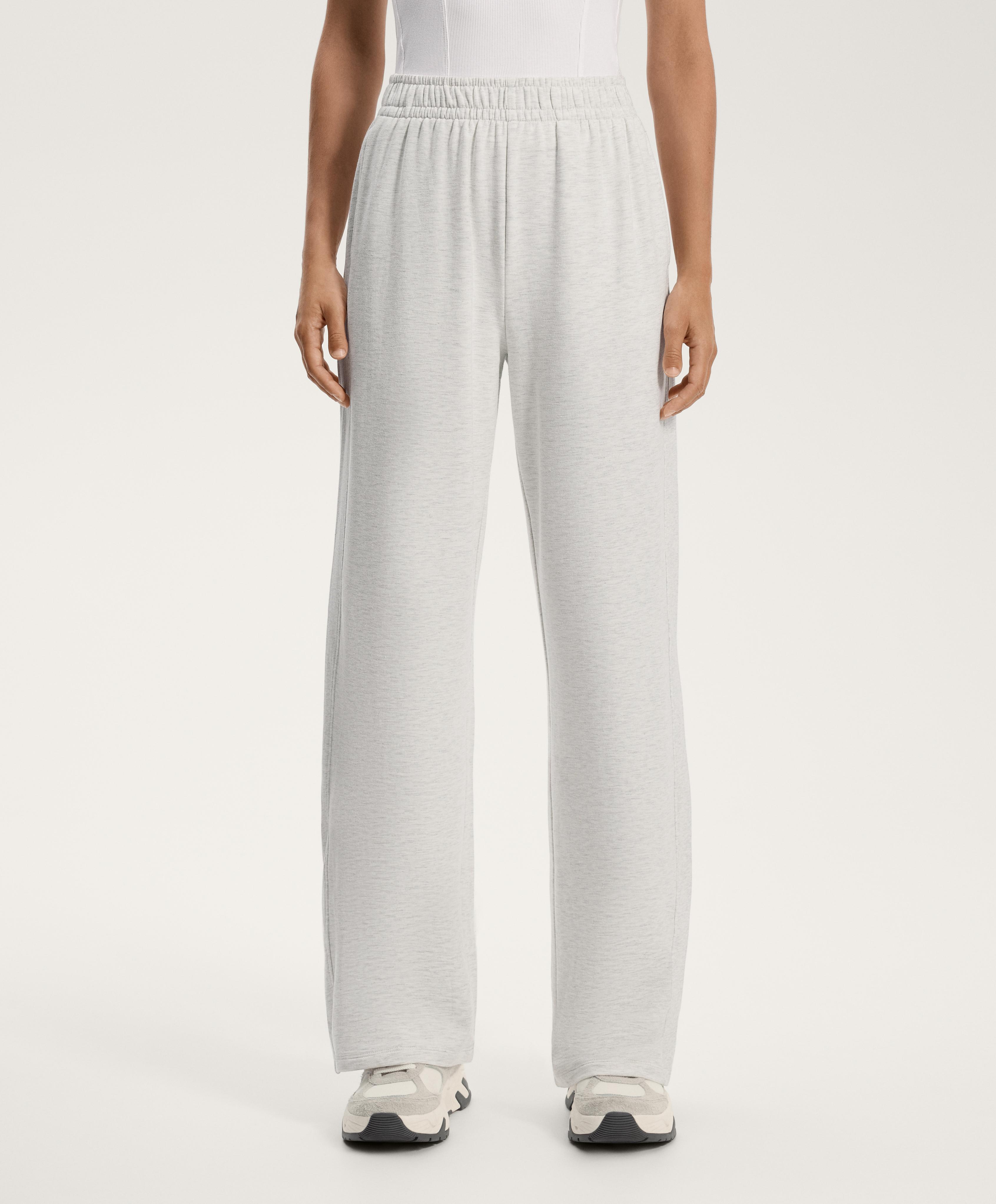 Wide leg trousers with rib detail in cotton and modal Wide leg trousers with rib detail in cotton and modal