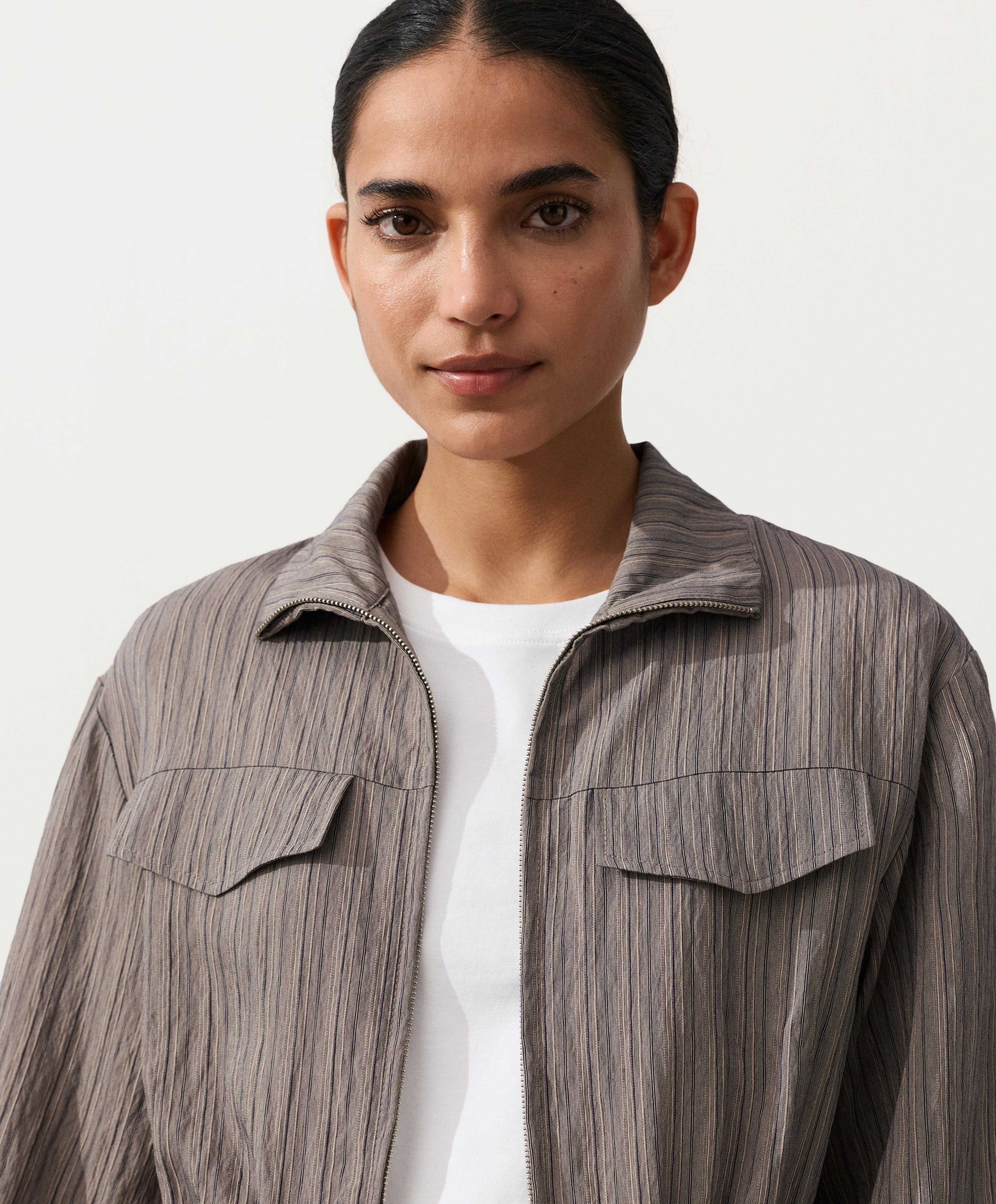 Striped Saharan jacket — CHARCOAL GREY
