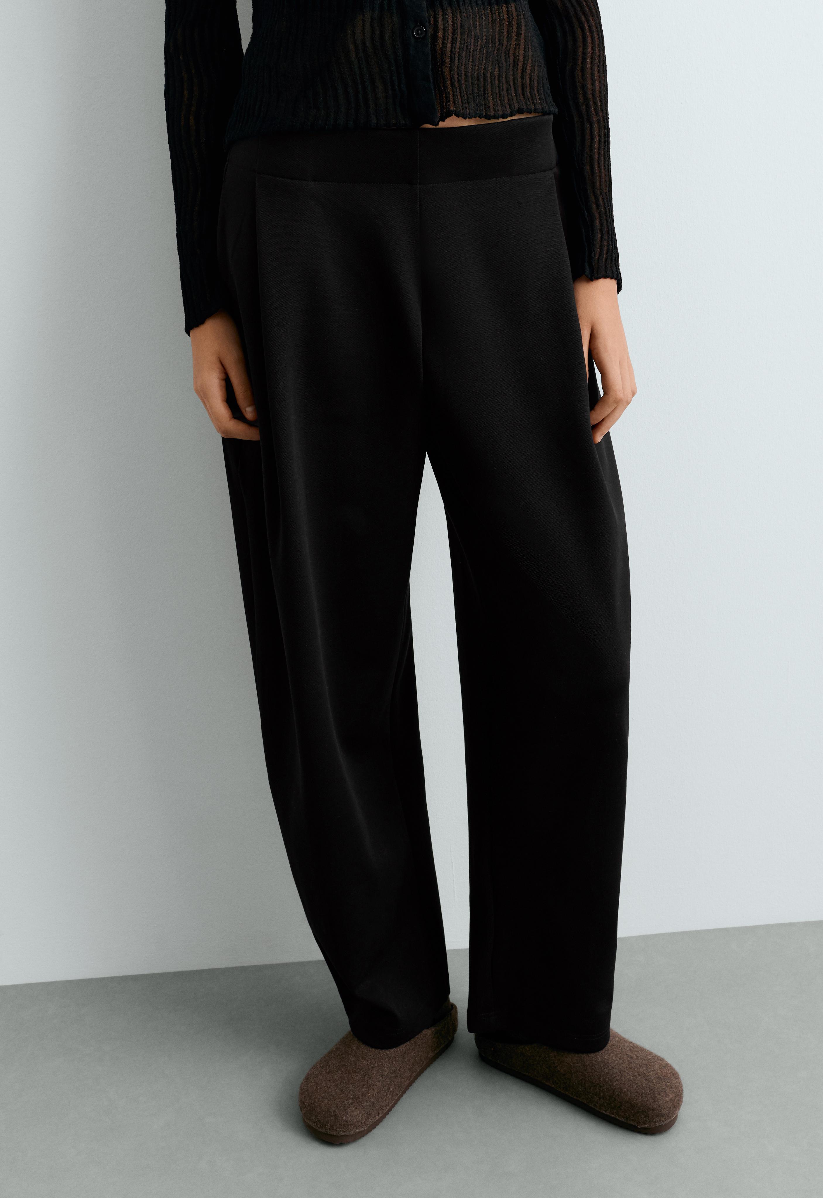 Pantaloni largi din bumbac piqué Pantaloni largi din bumbac piqué