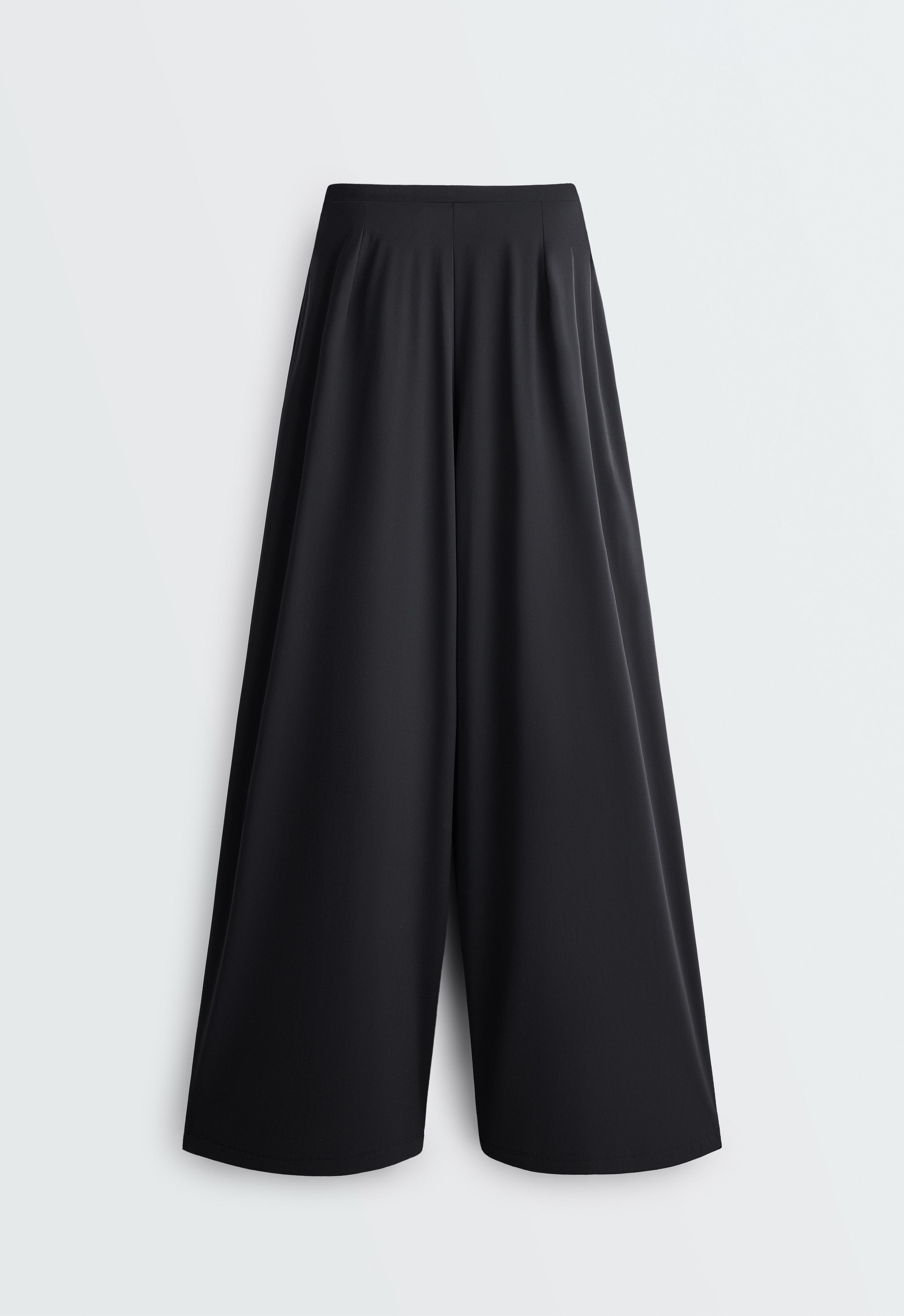 Light Touch pleated wide-leg trousers — BLACK