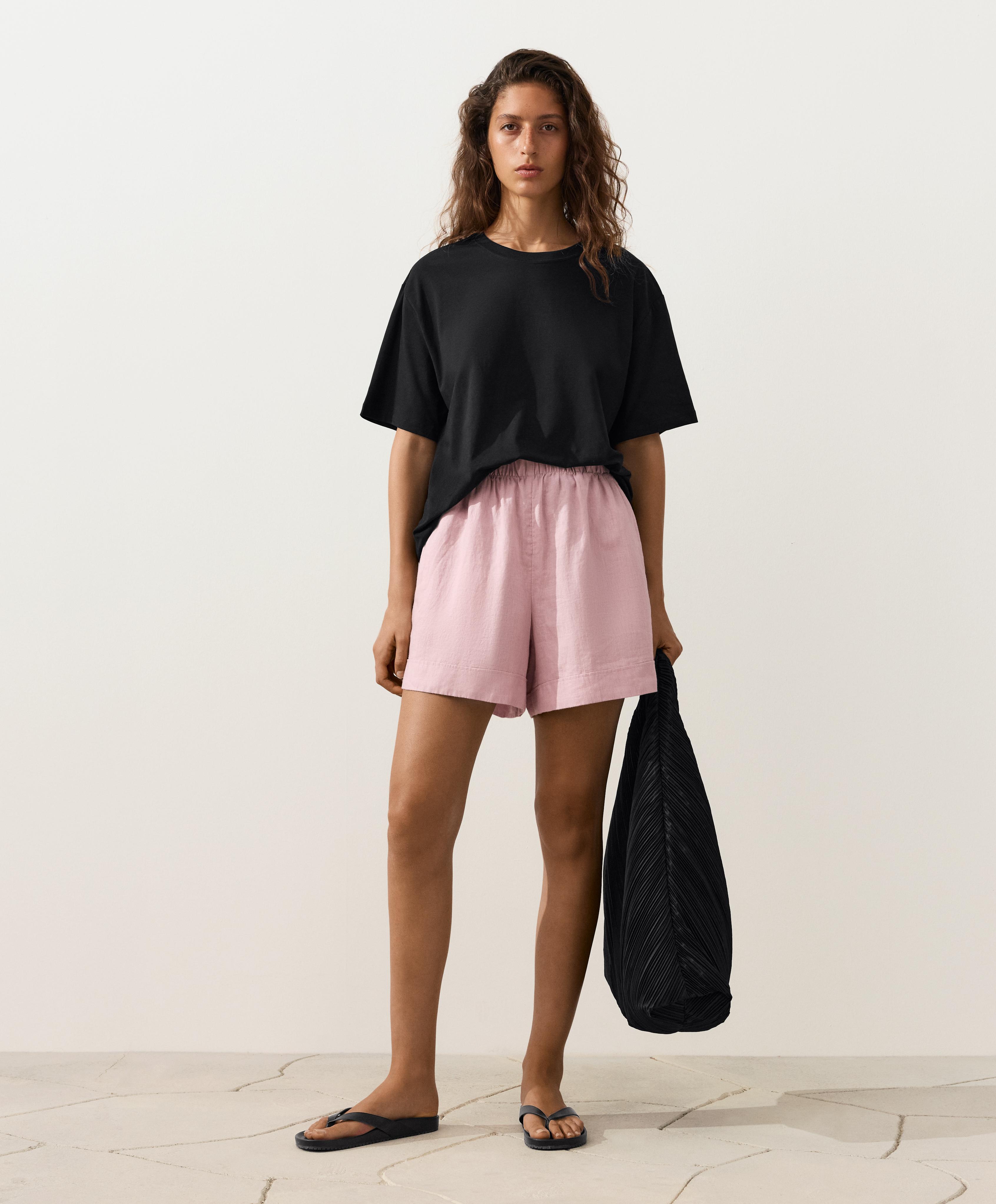 100% linen Bermuda shorts — DUSTY PINK