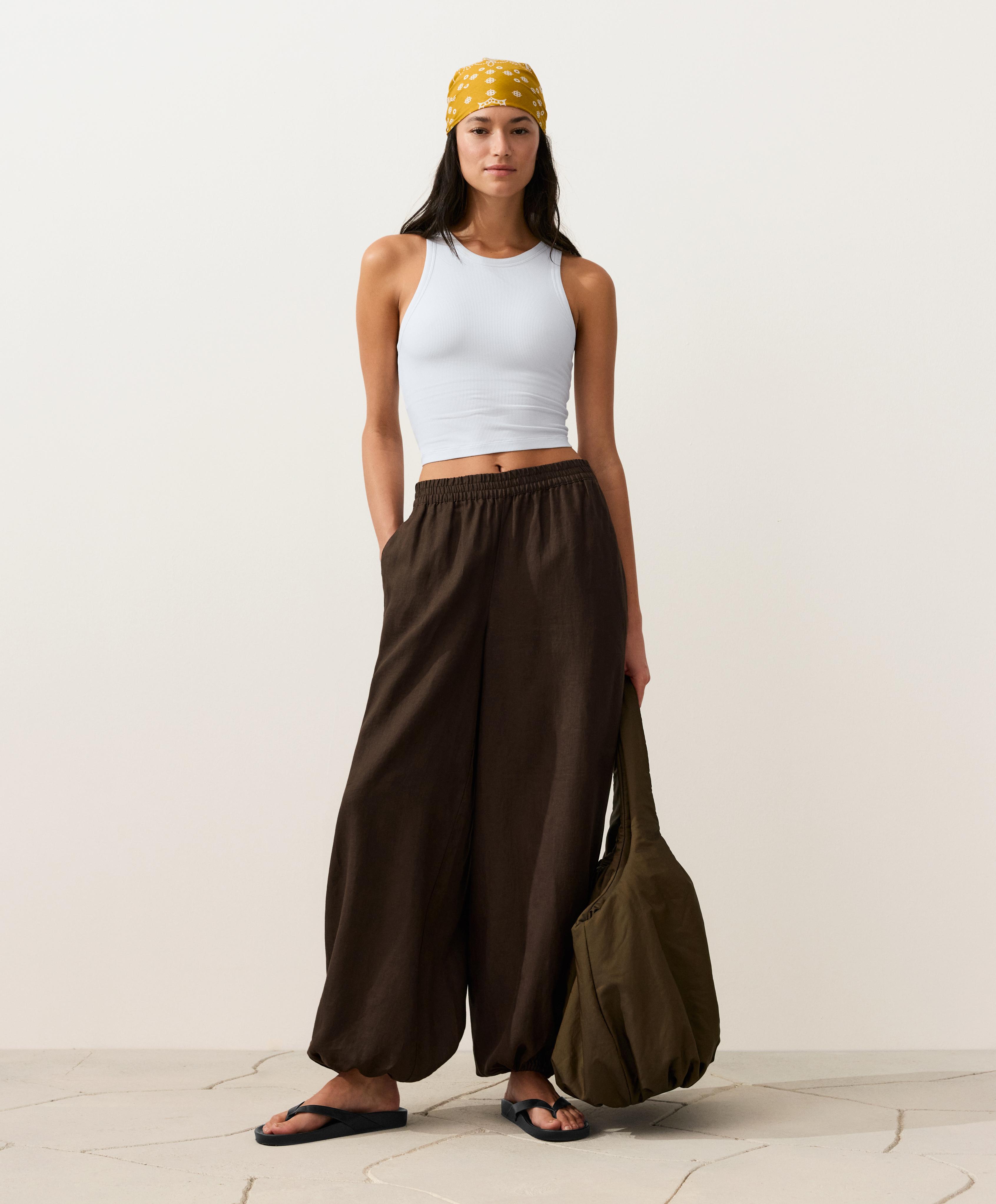 %100 keten bloomer pantolon