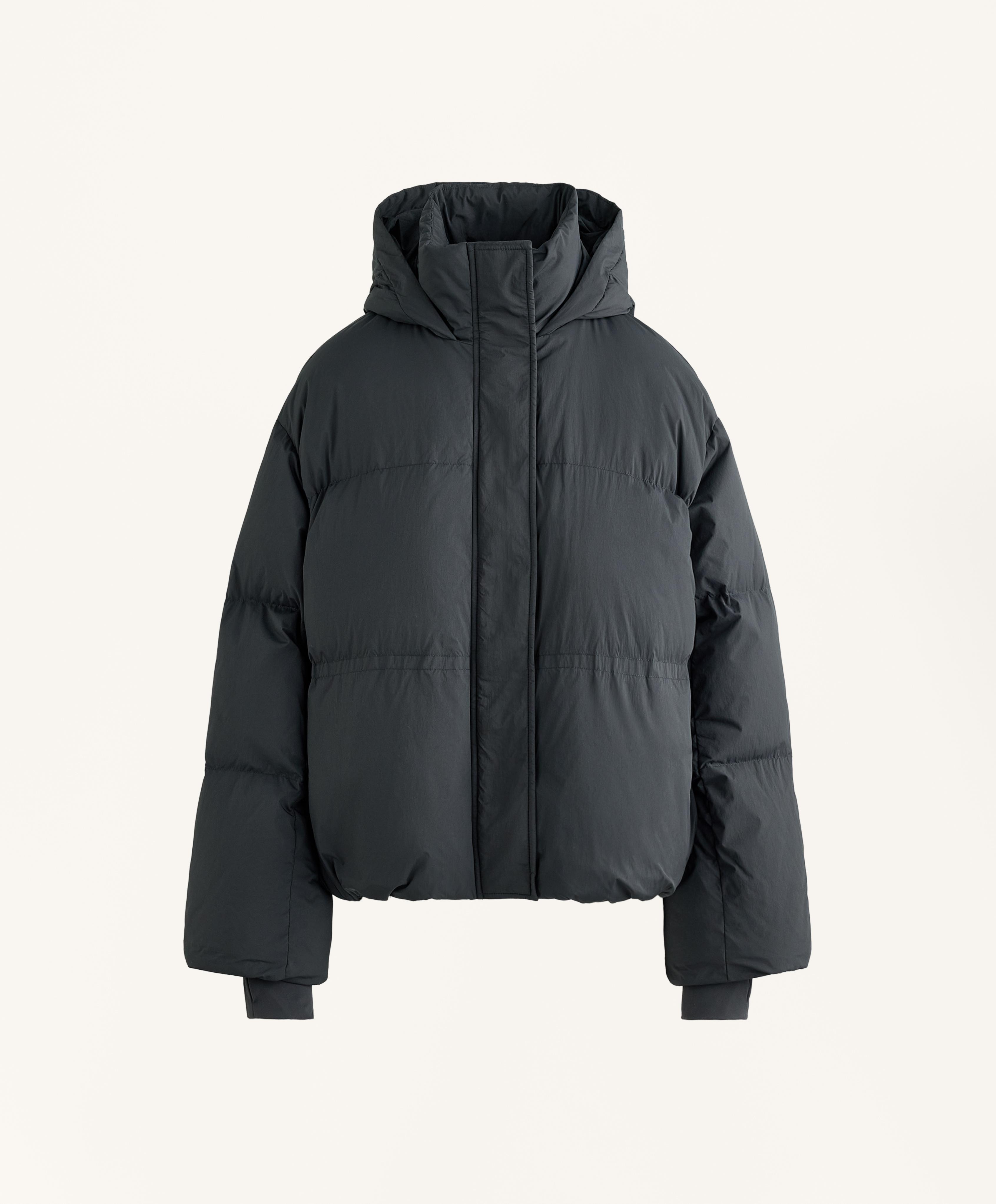 Short 100% down puffer jacket — ASPHALT
