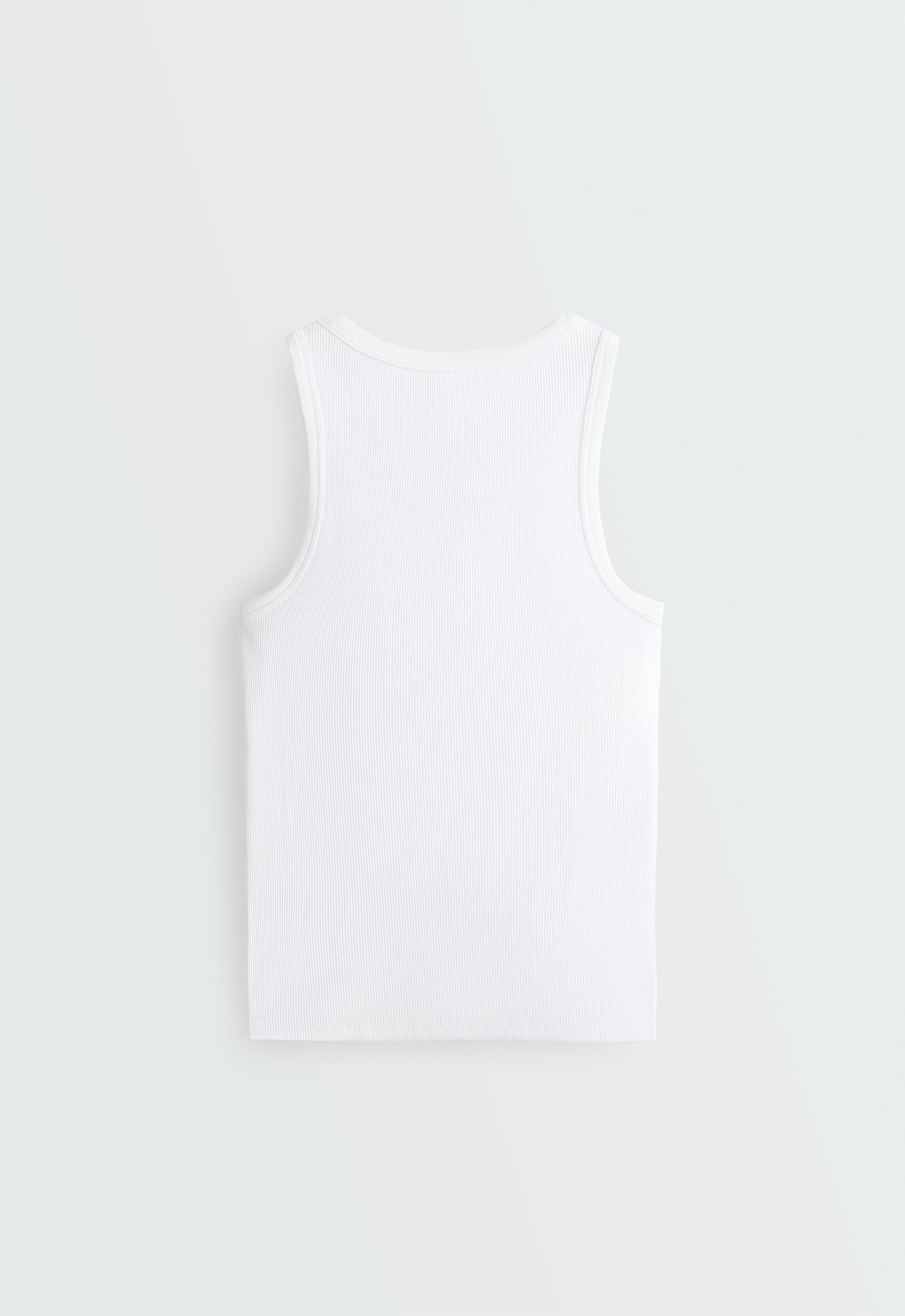 Slim-fit rib vest top with cotton and modal — WHITE 
