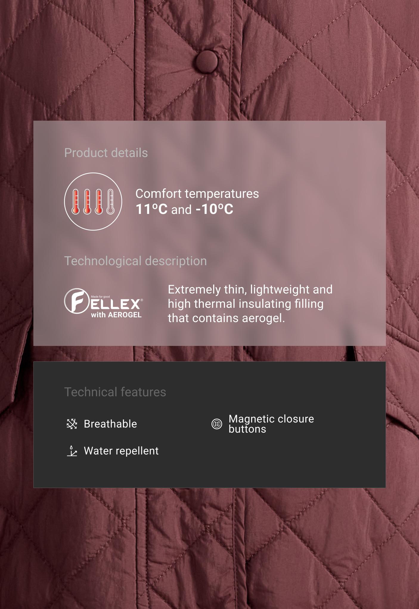 FELLEX® AEROGEL midi boxy padded jacket — BURGUNDY