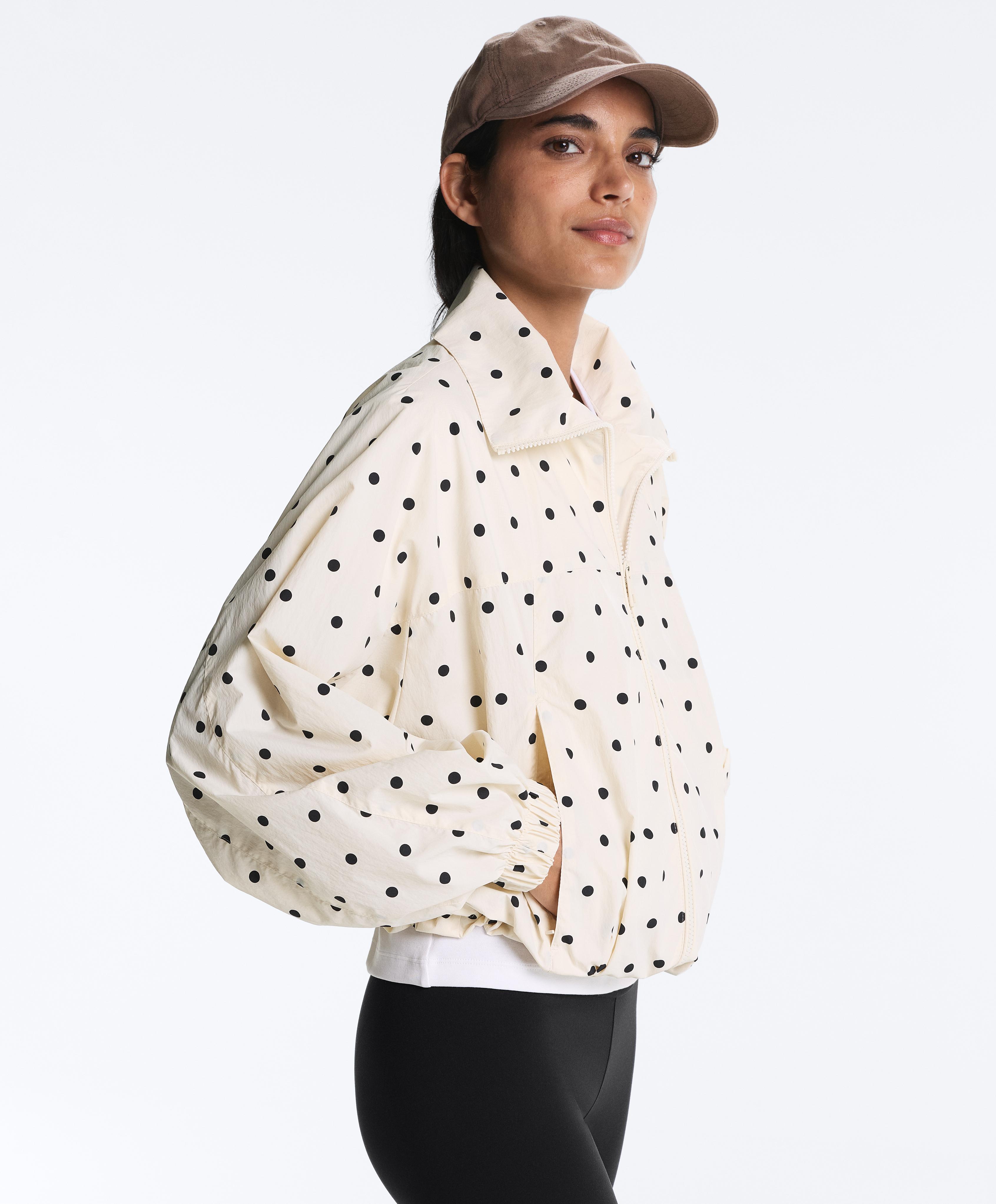 Polka dot water-repellent jacket — PALE ECRU