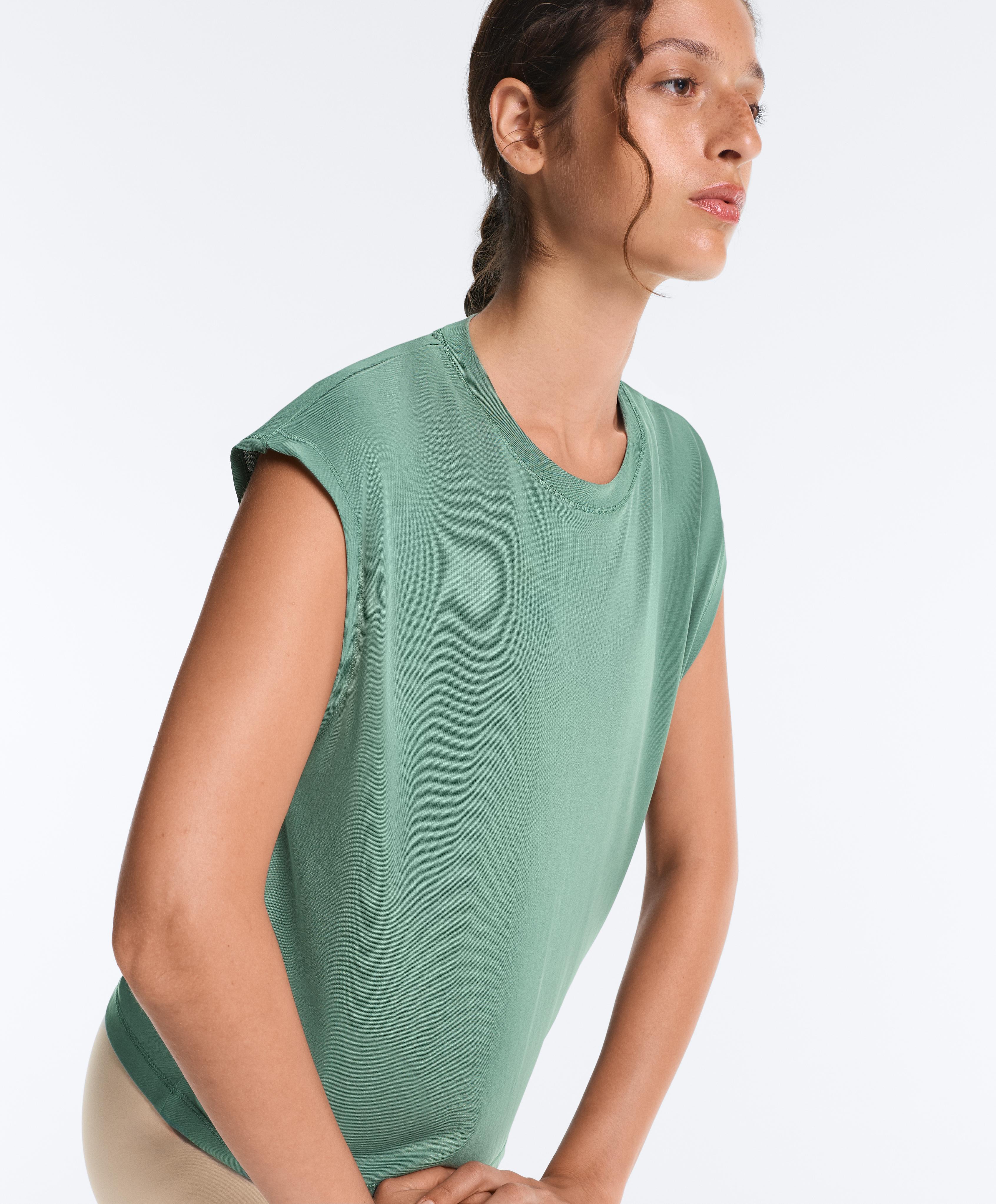Modal blend sleeveless T-shirt — GREEN