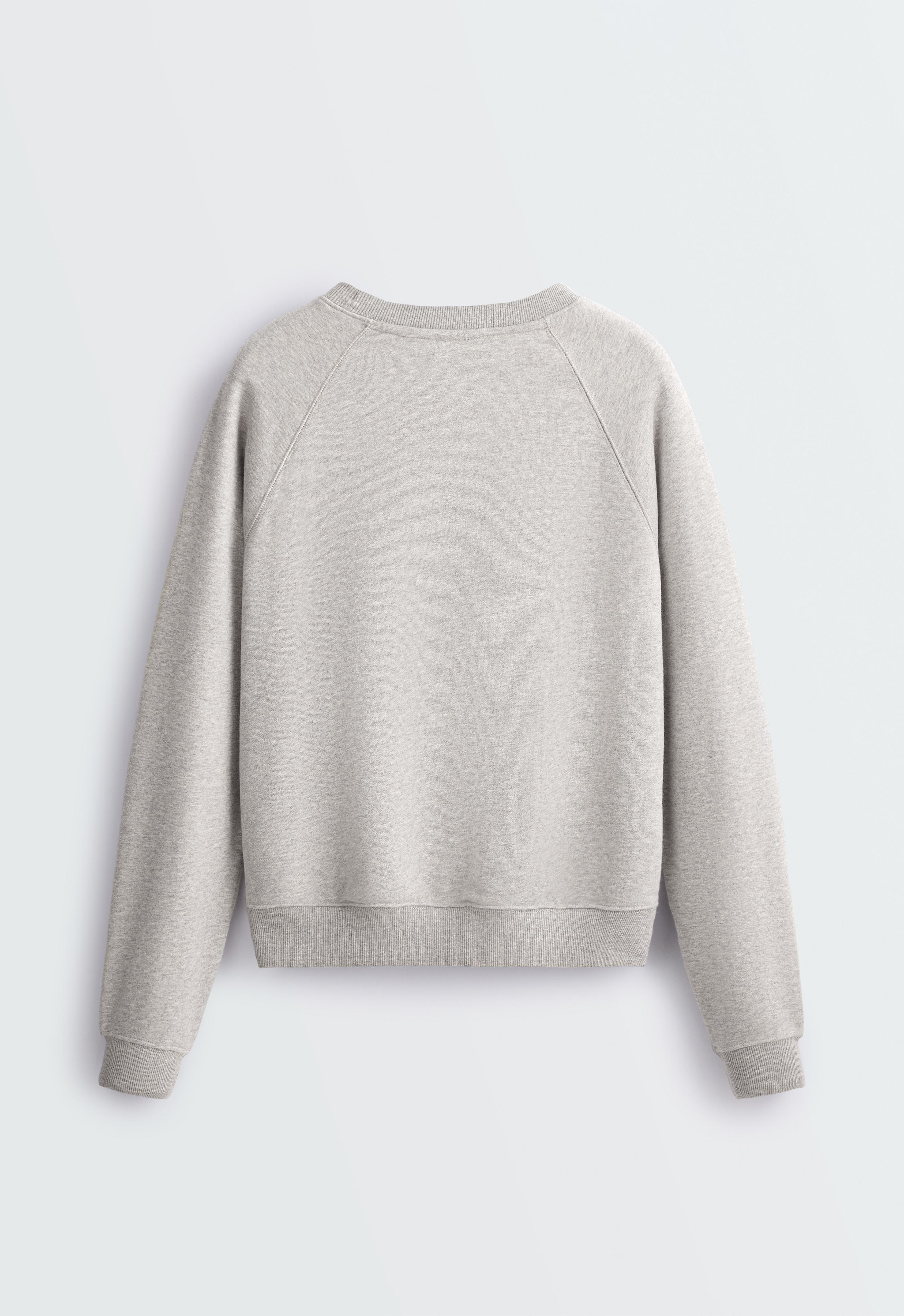 Cotton-blend fleece round neck sweatshirt — MID-GREY MELANGE