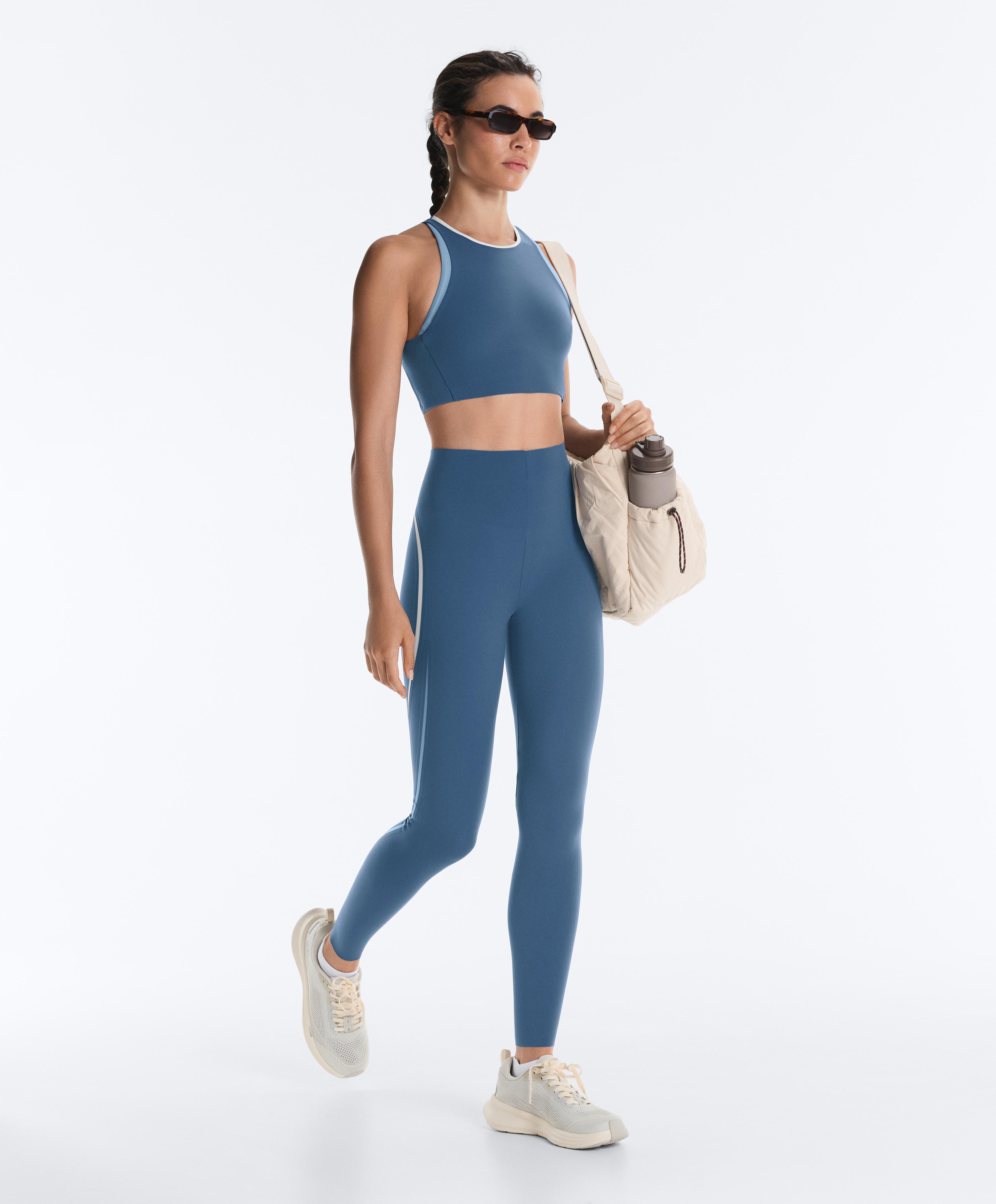 Compressive block tank top — MID GREY-BLUE