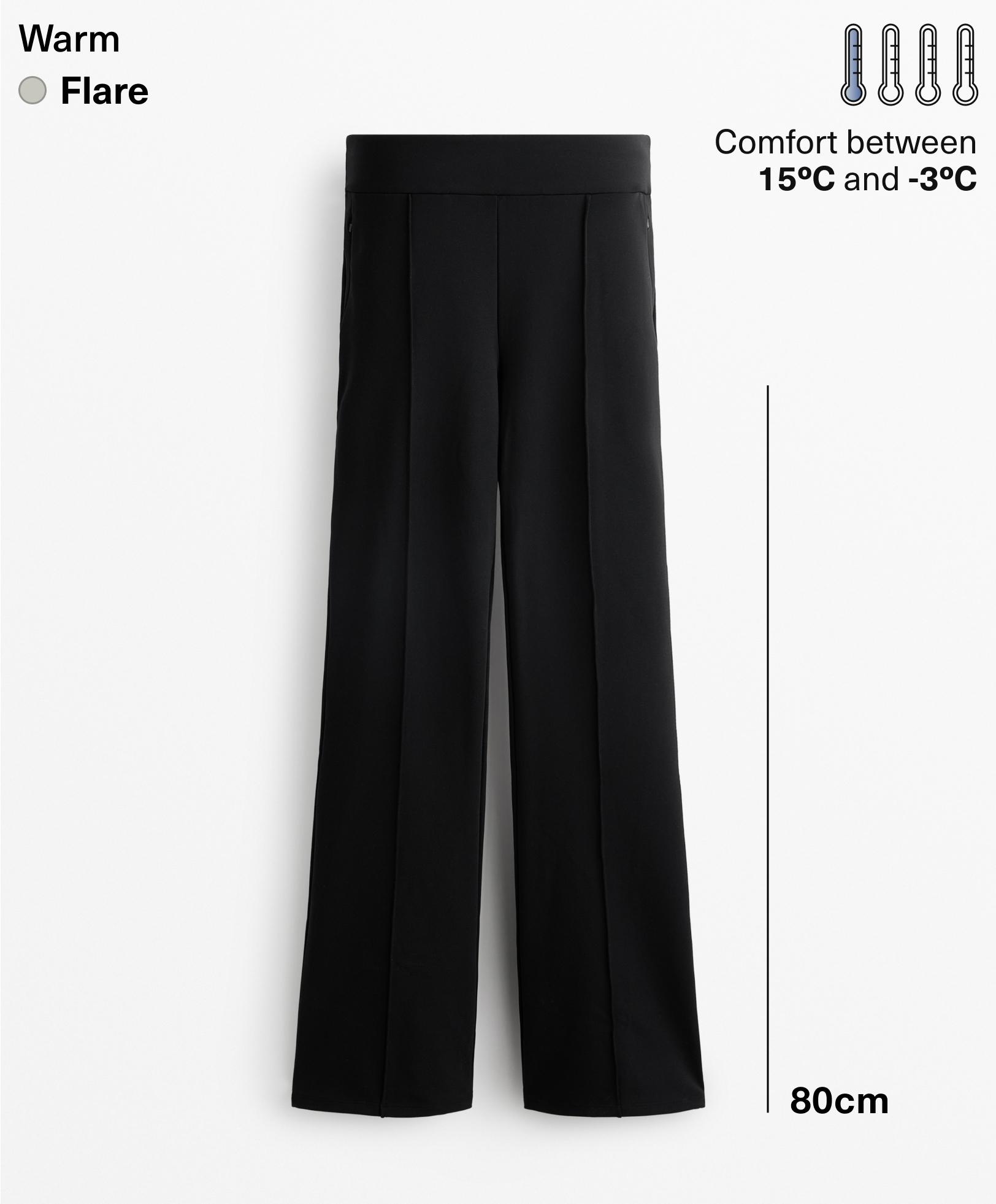 High rise warm 80cm flare trousers with crease