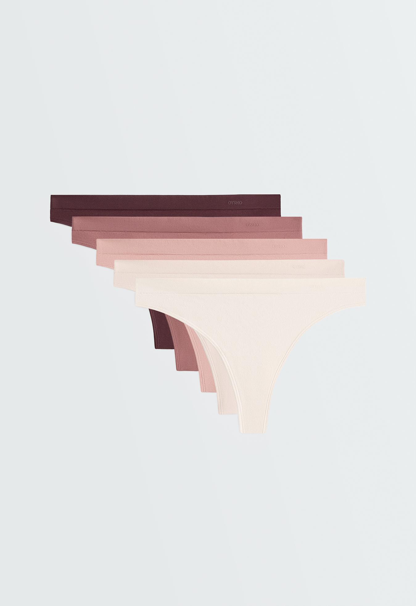 5 seamless polyamide blend thongs — PALE PINK