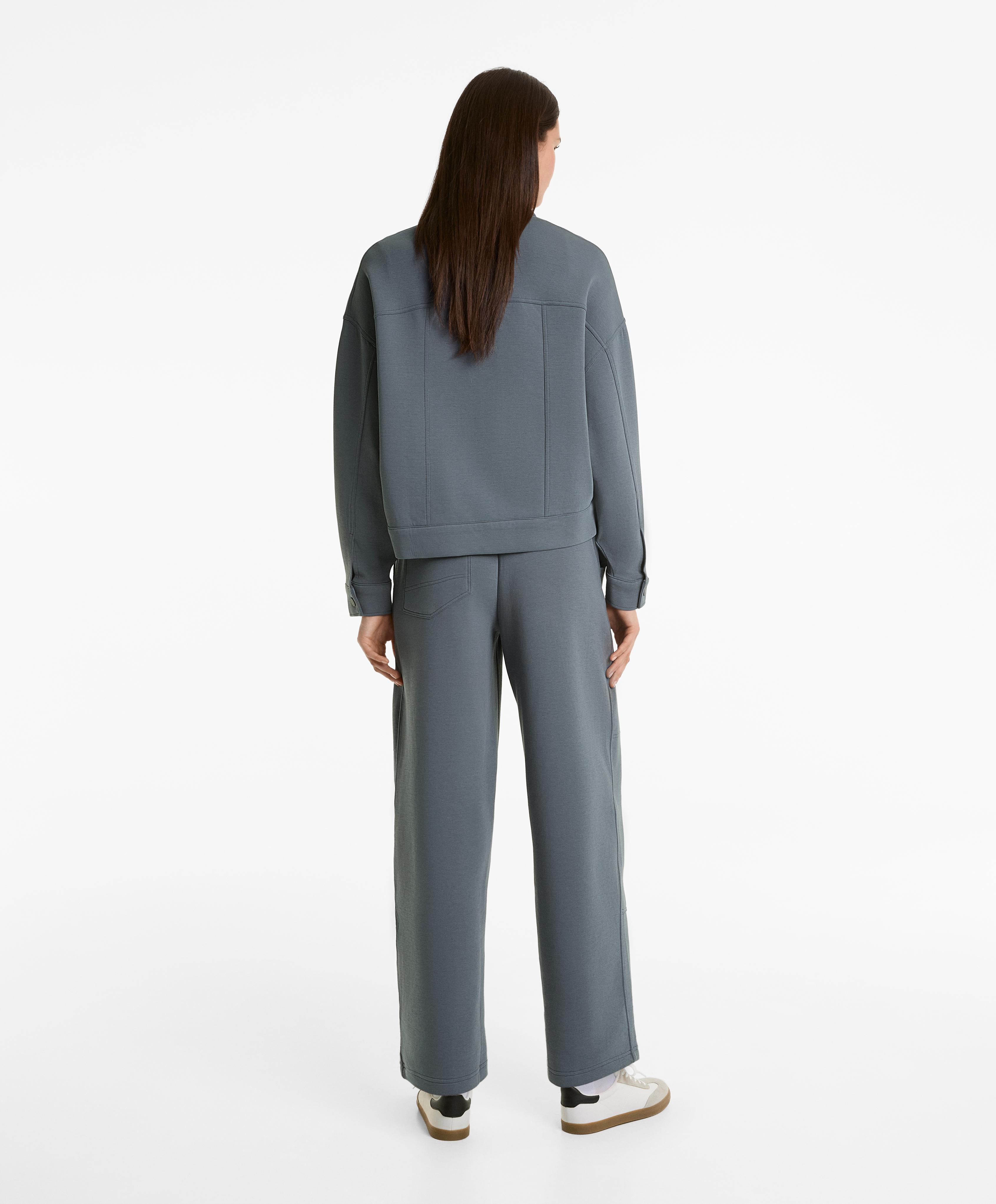 Blue cotton blend straight-leg tracksuit