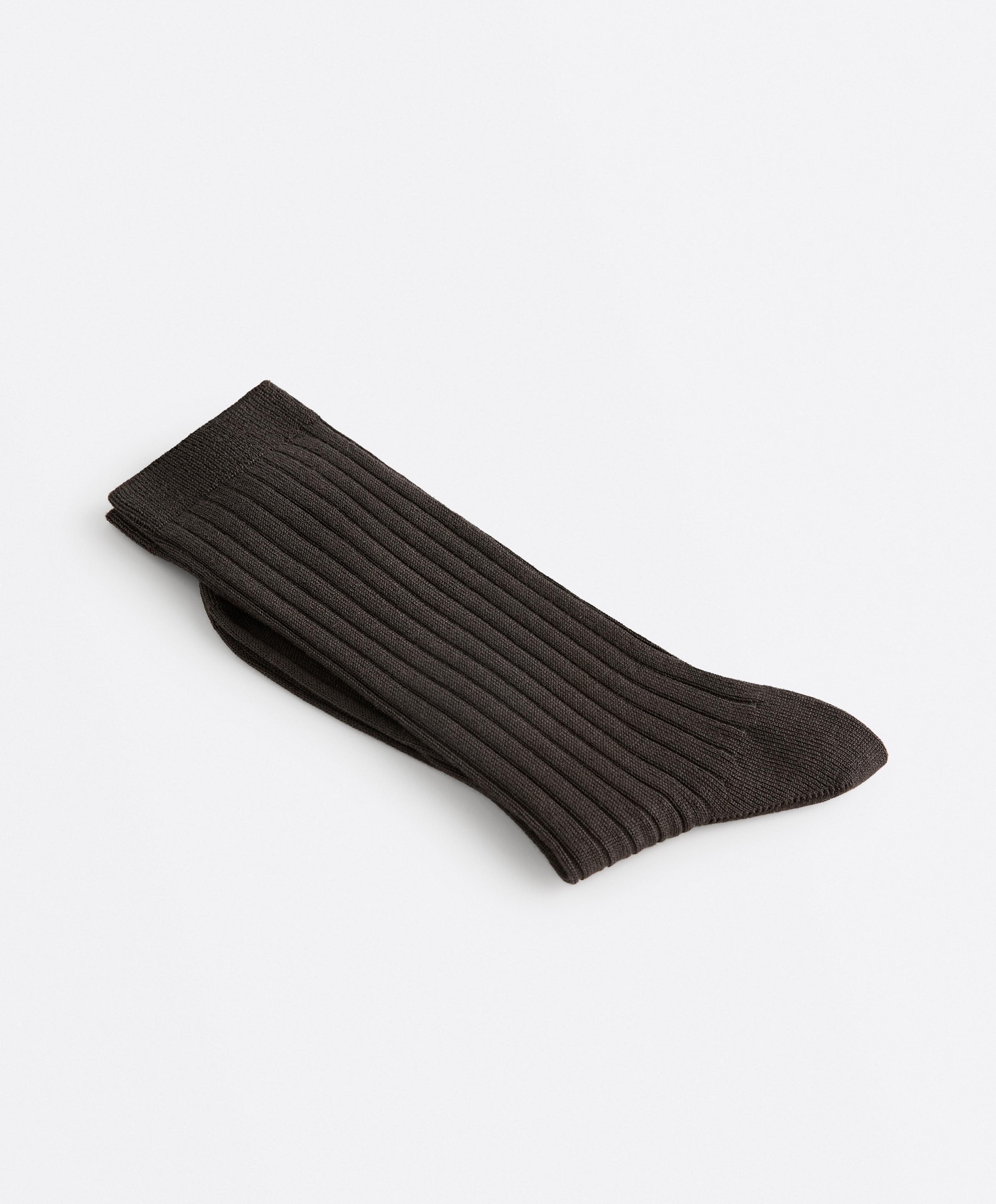 Classic Rib silk blend sock — CHOCOLATE