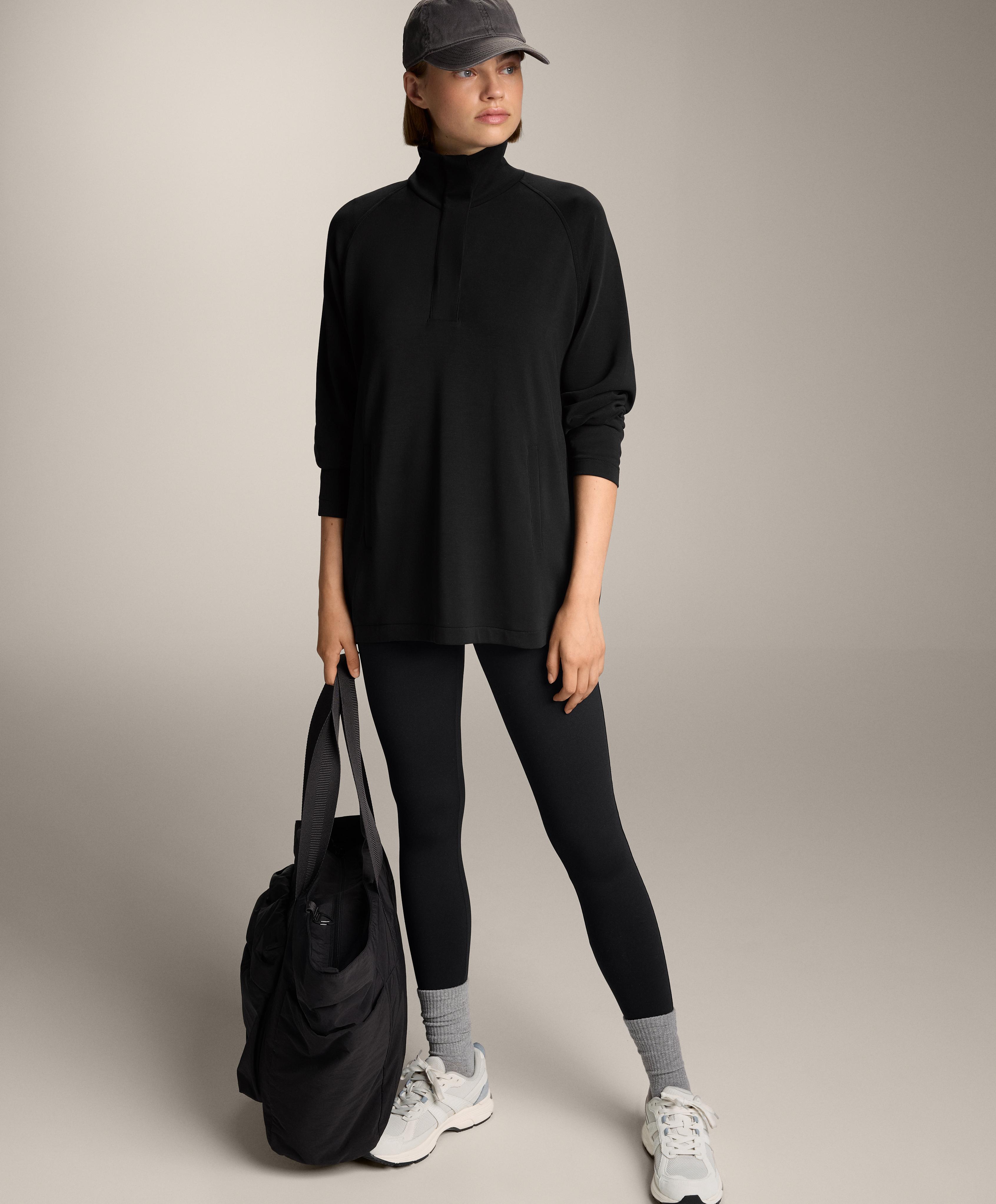 Long back pleat sweatshirt with soft-touch modal