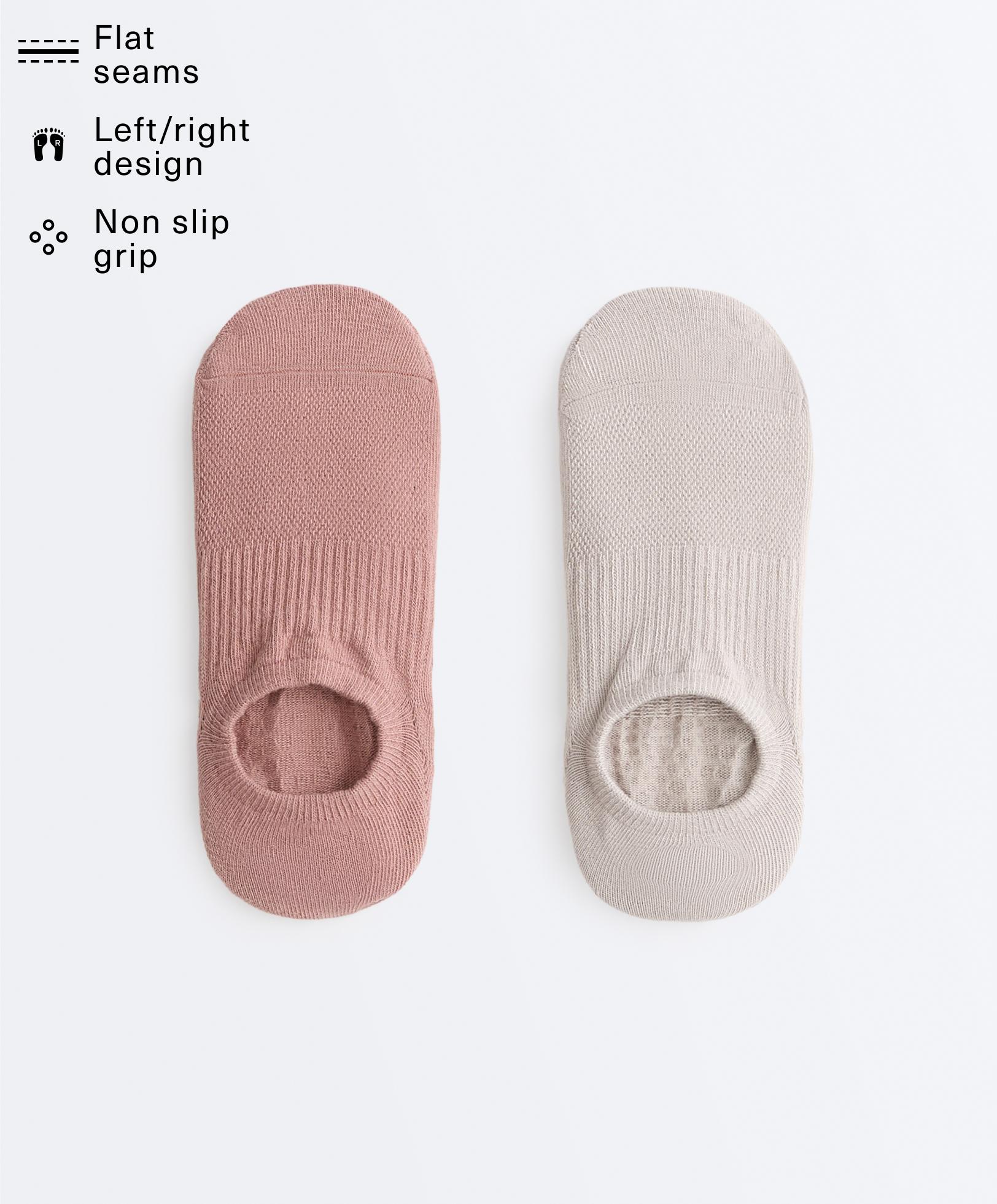 2 pairs of invisible cotton blend yoga and Pilates socks