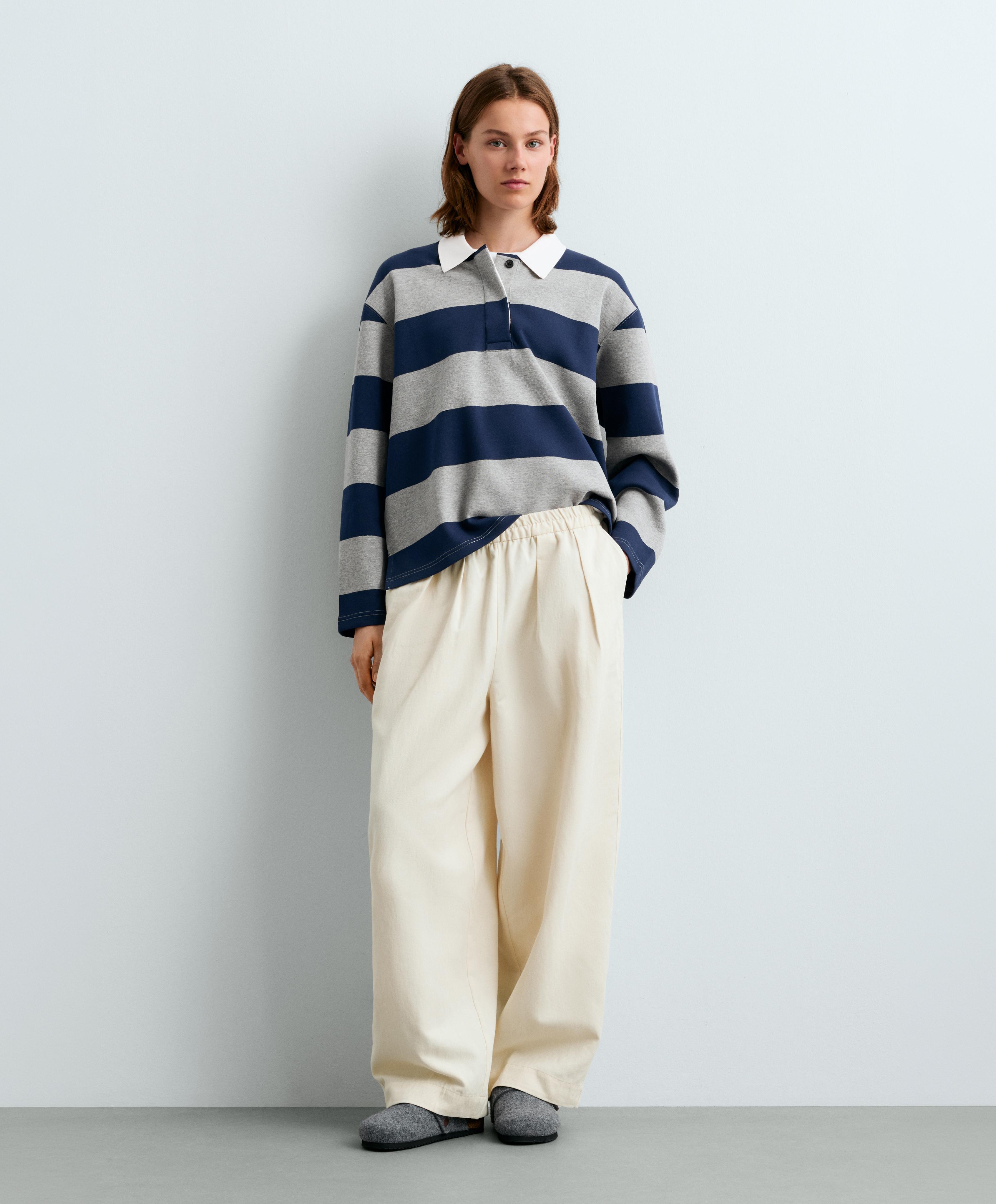 Striped jacquard cotton piqué polo shirt — DARK GREY
