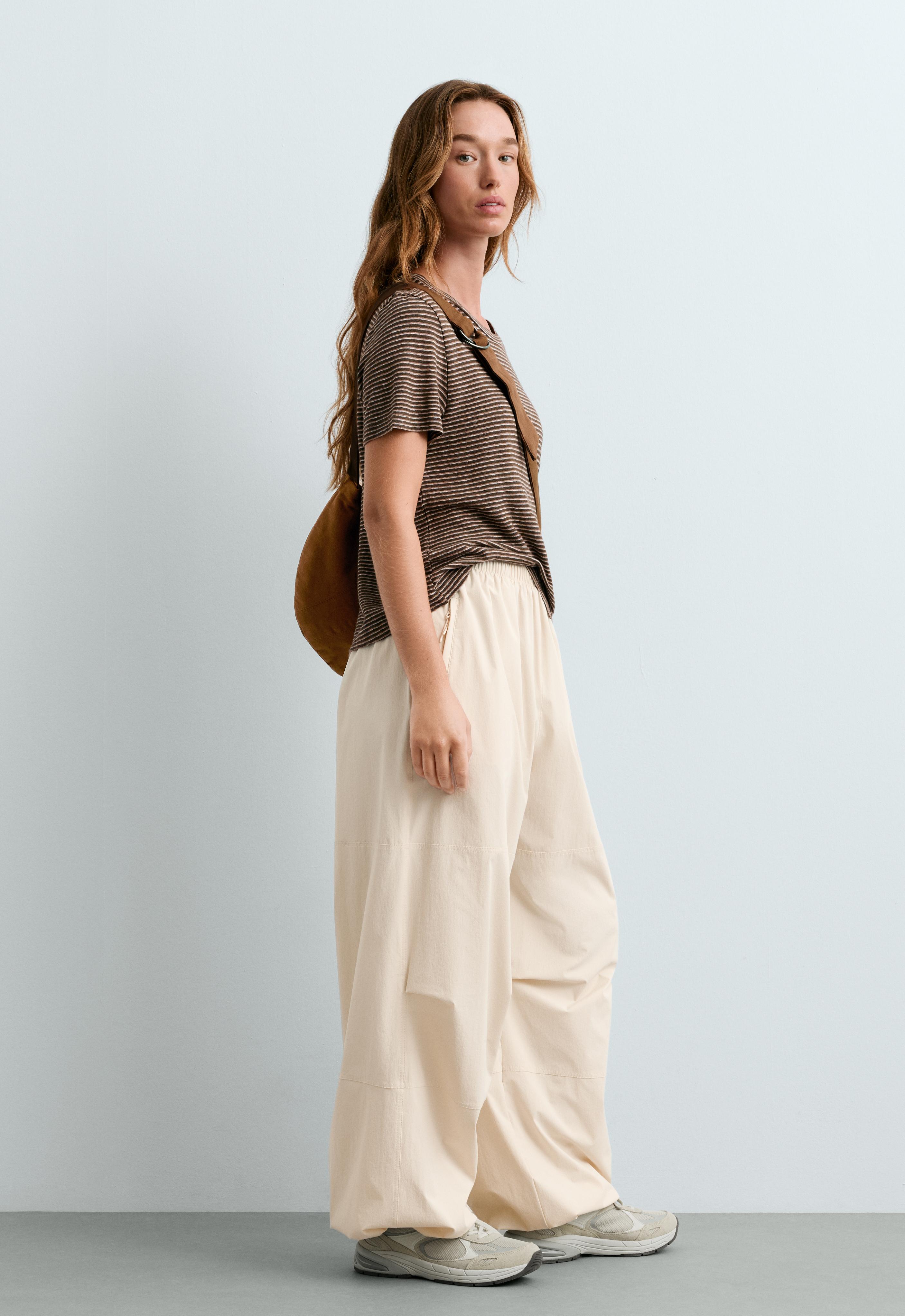 Slim-fit striped cotton and linen T-shirt — CHOCOLATE