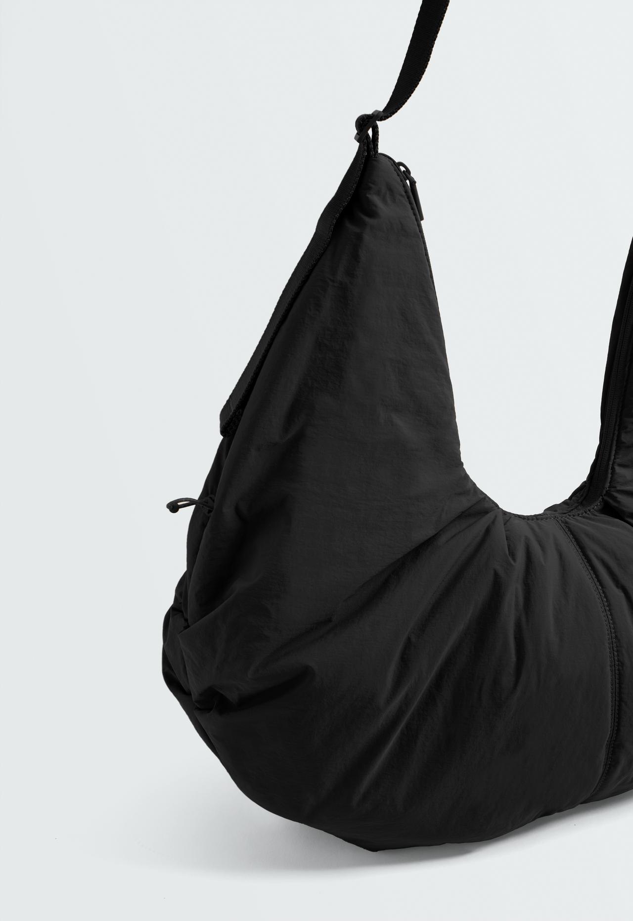 Gathered shopper bag — BLACK