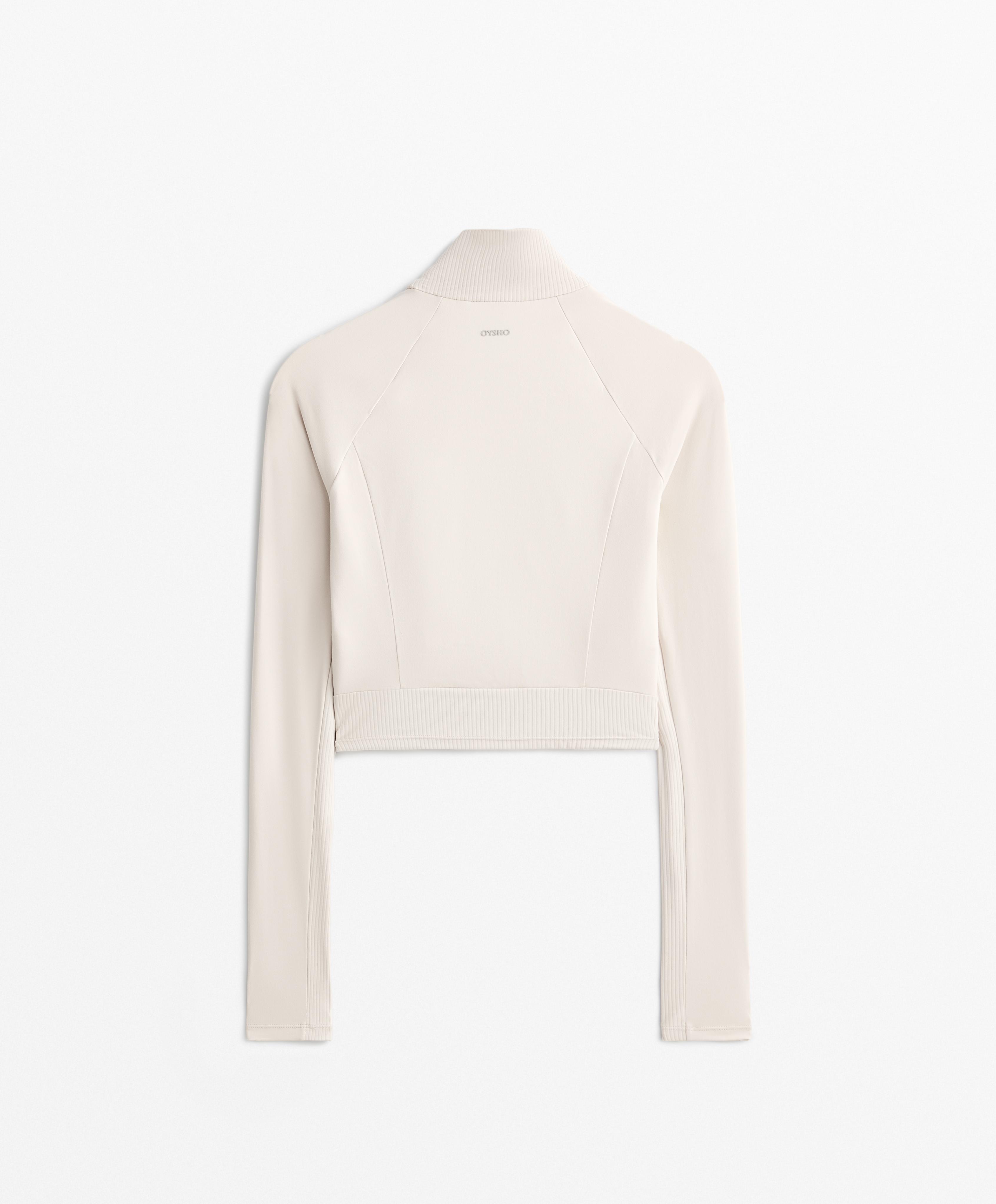 Comfortlux rib long-sleeved crop T-shirt with zip - Sale