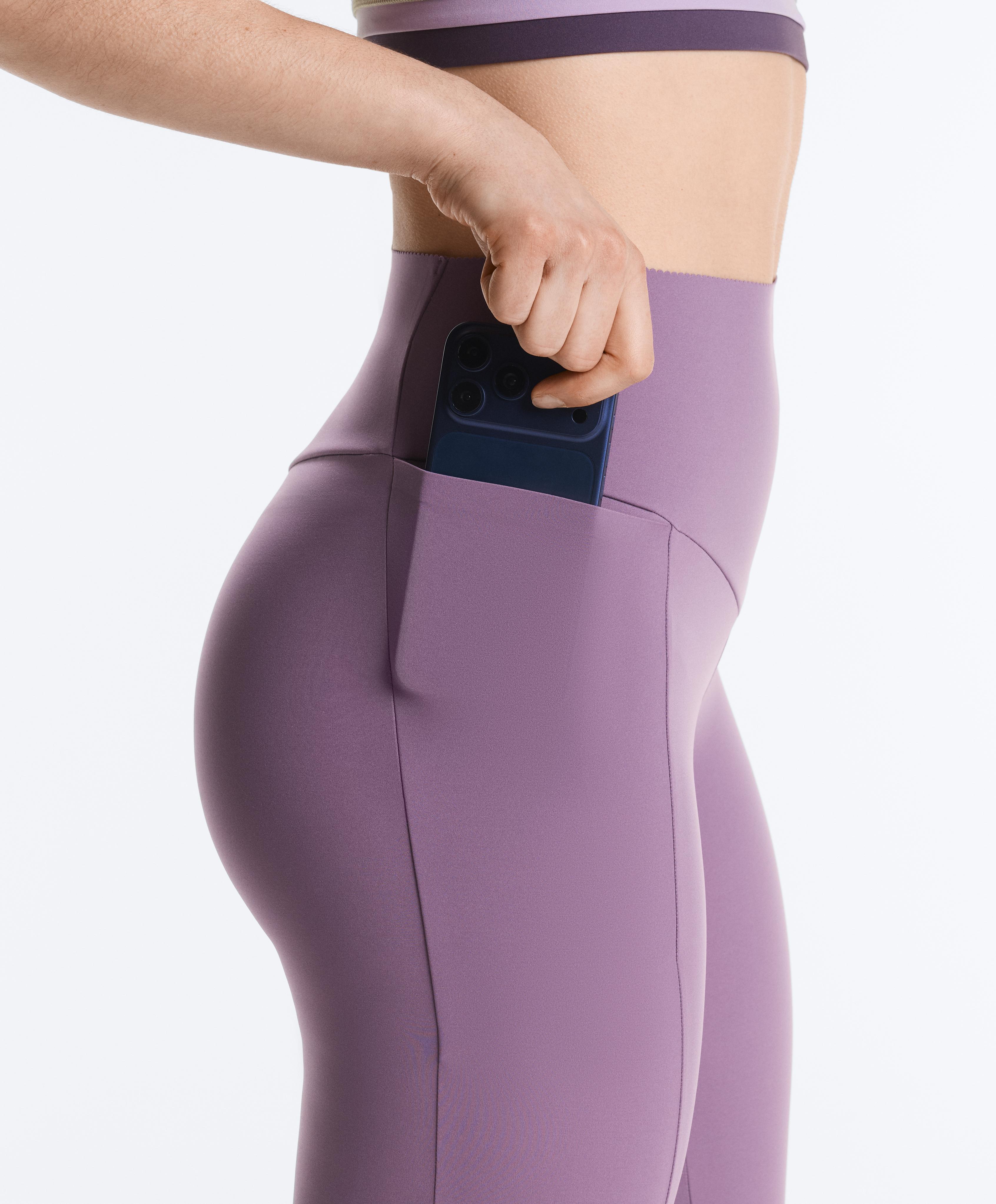 Compressive high-waisted pocket ankle-length leggings — DUSTY VIOLET