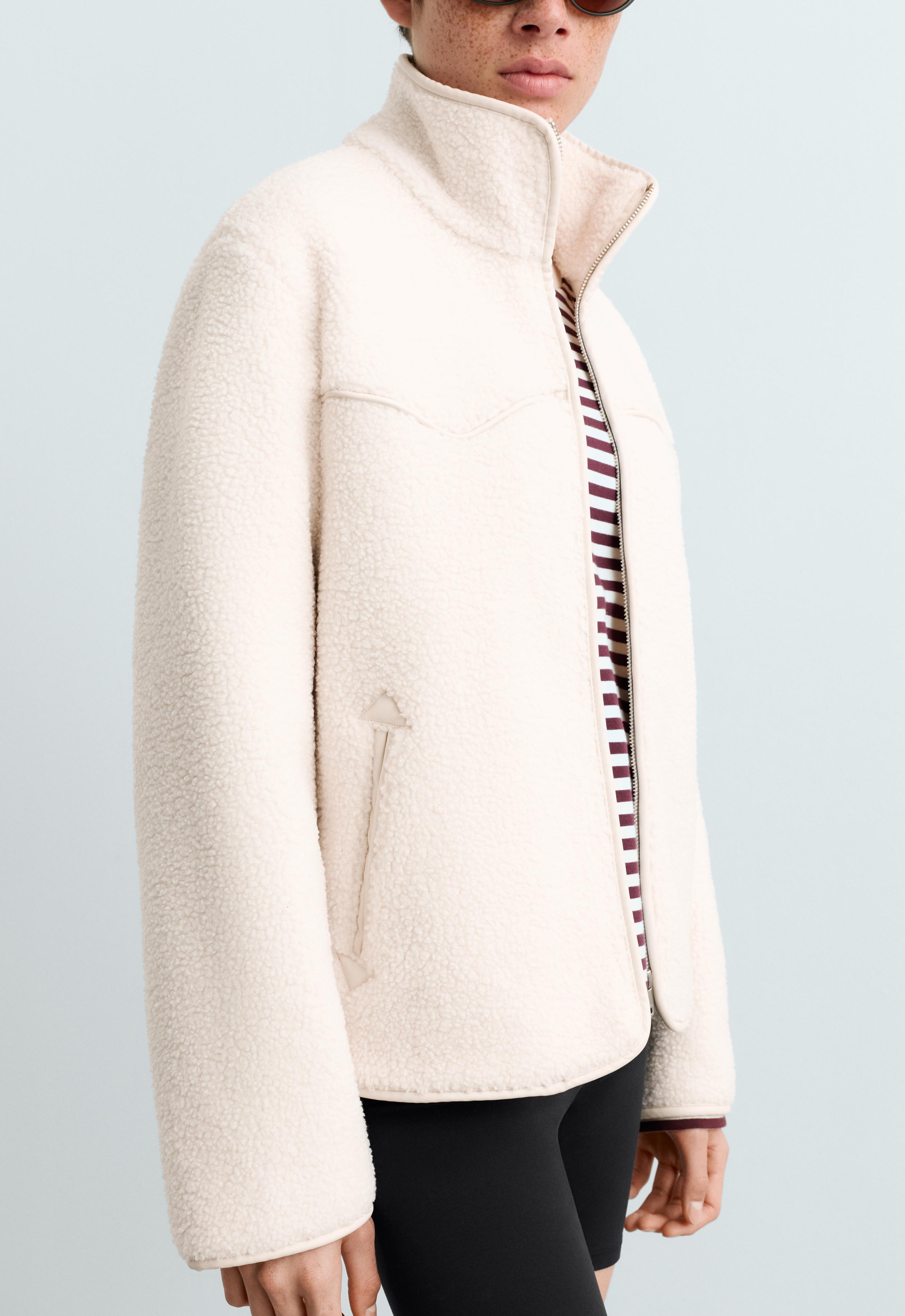 Piping faux-shearling jacket — ECRU