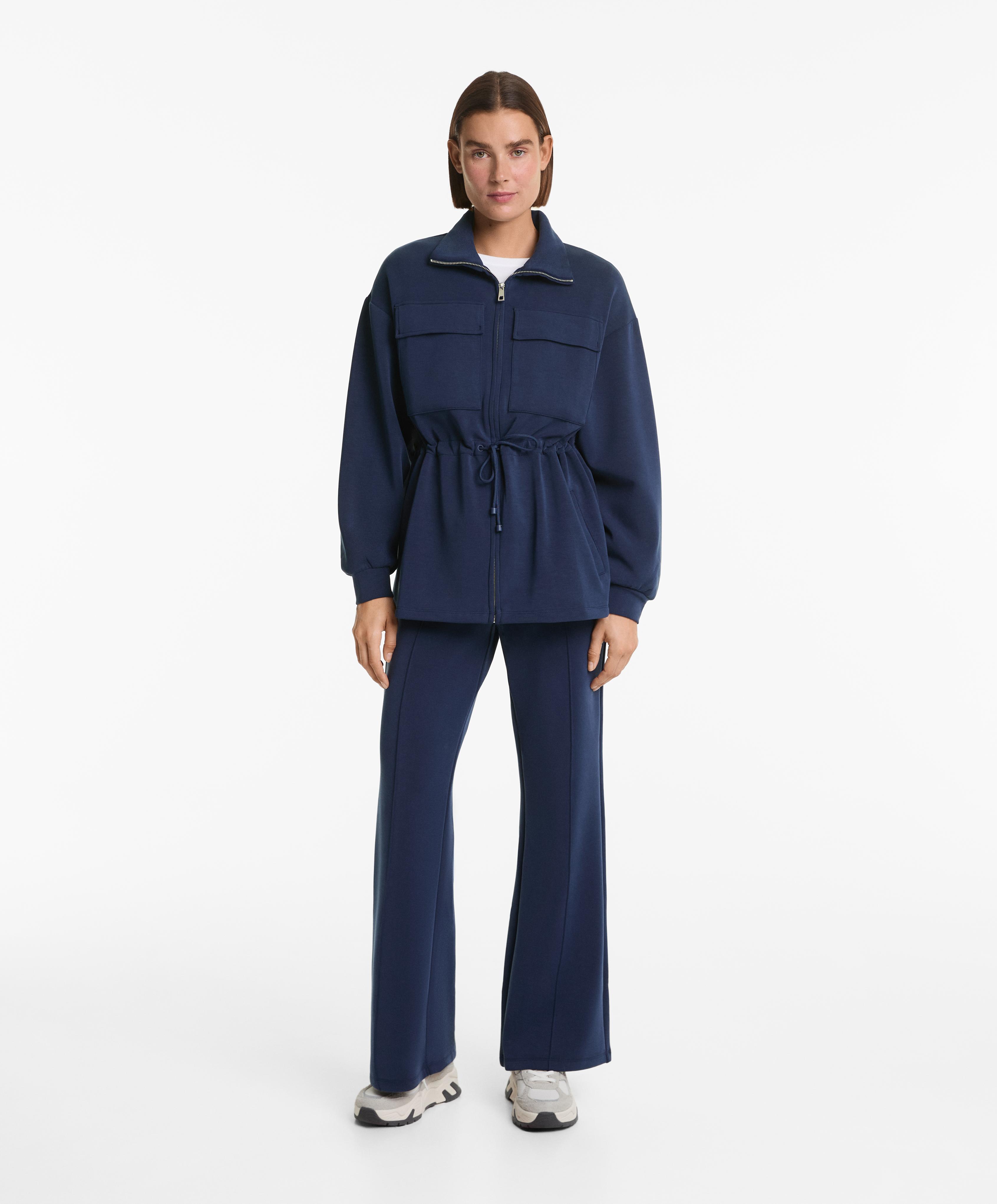 Blue flare tracksuit with brushed modal and crease