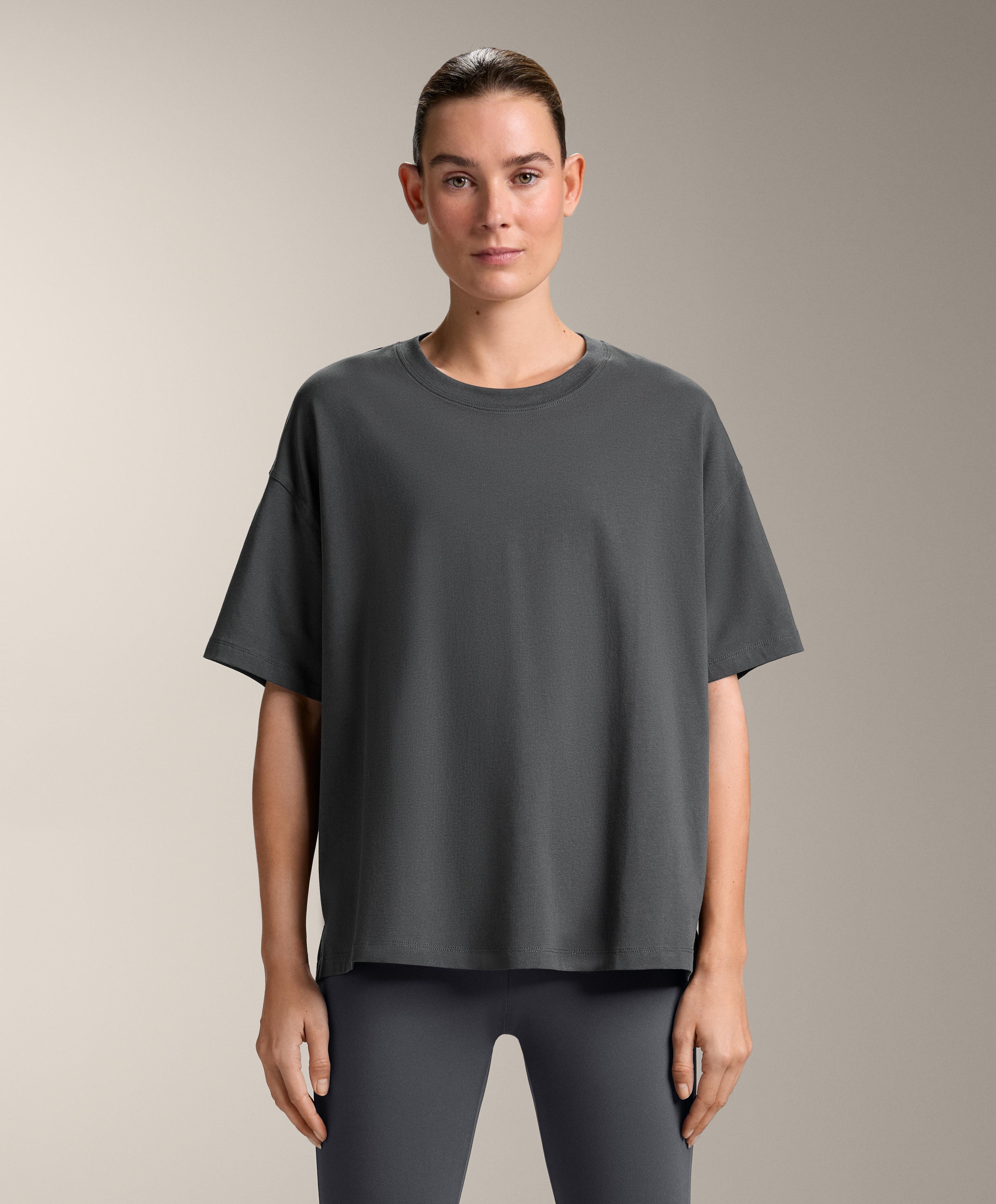 Boxy short-sleeve cotton blend T-shirt