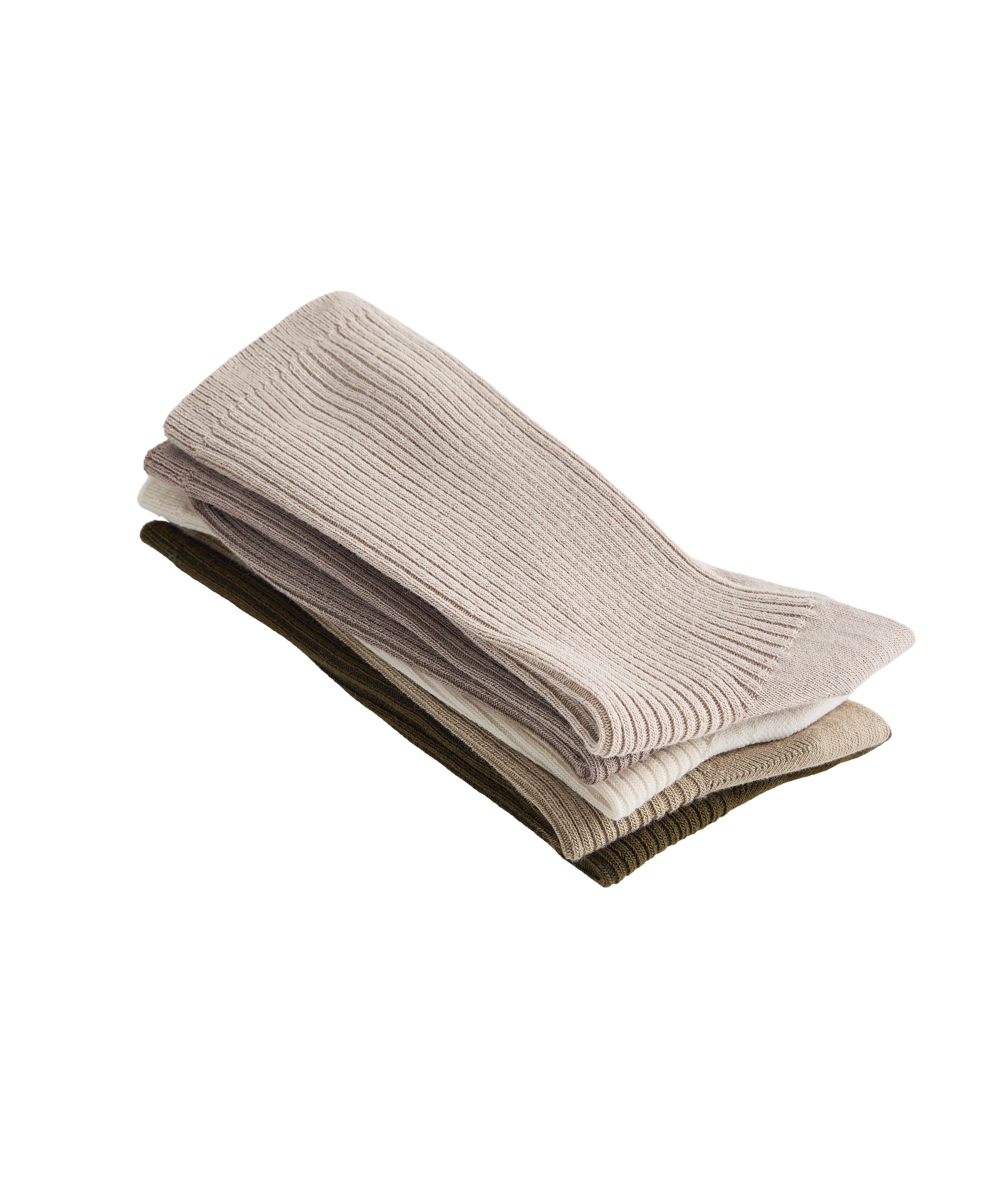 5 pairs of cotton blend classic socks — GREEN BEIGE