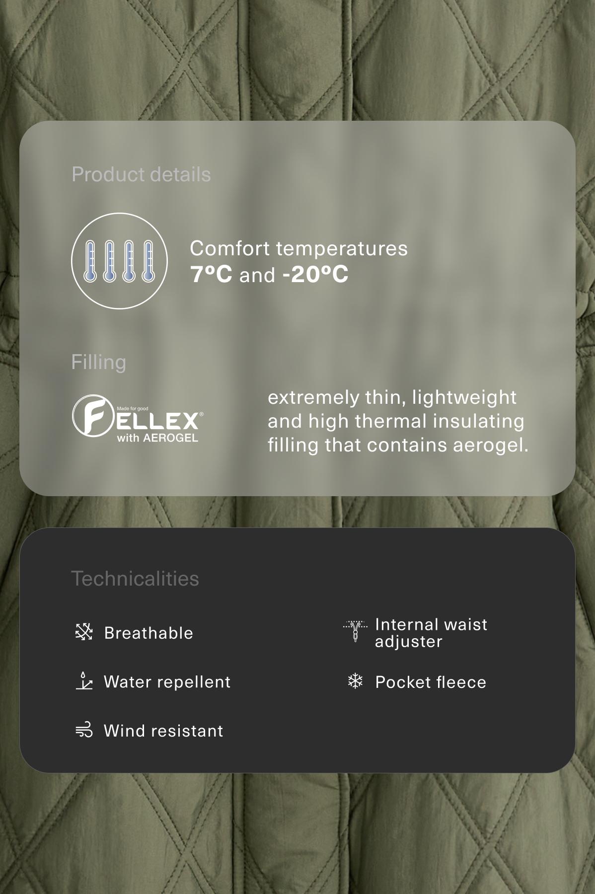 Water-repellent FELLEX® AEROGEL padded jacket — MID KHAKI