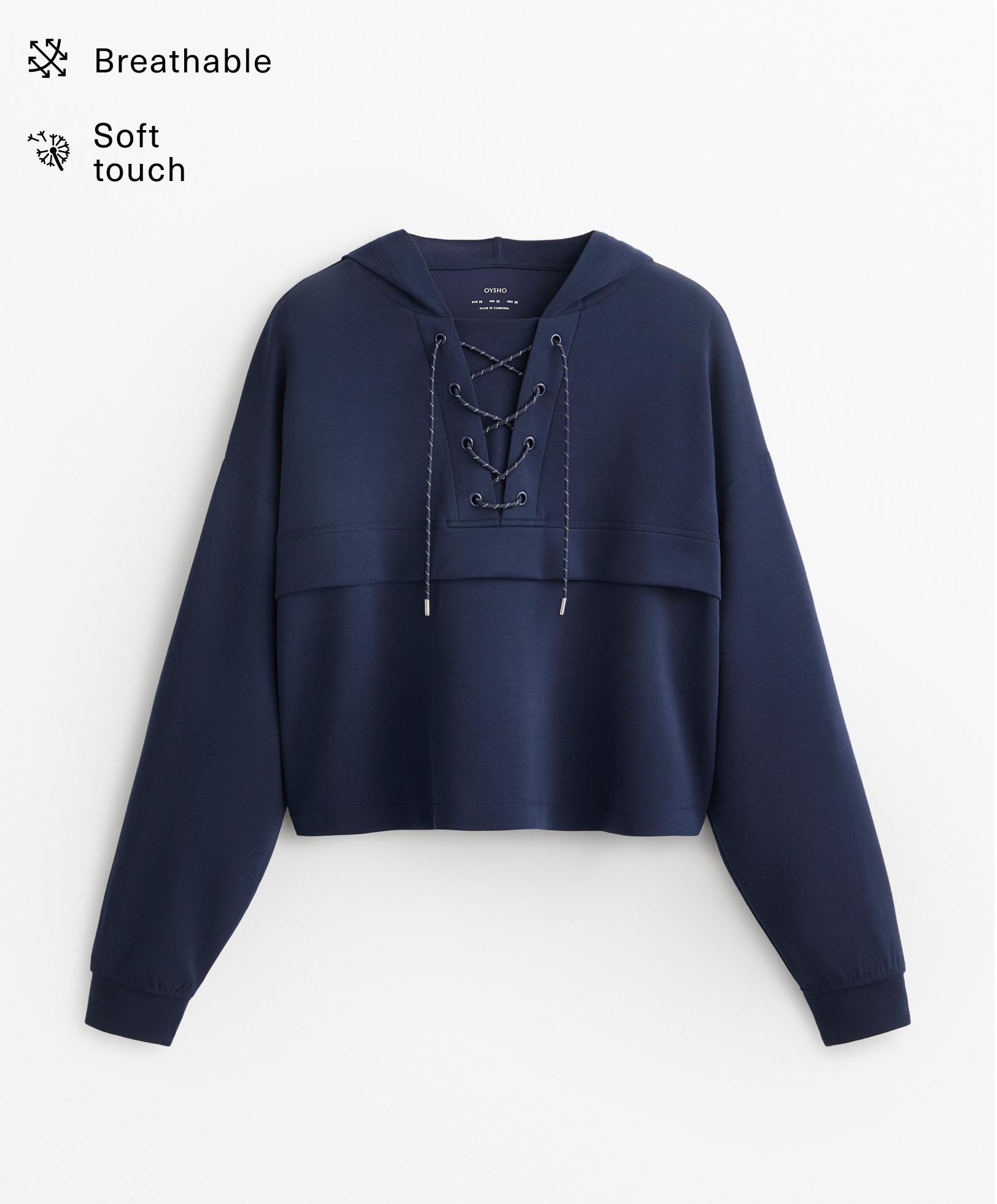 Soft Touch criss-cross drawstring sweatshirt with modal