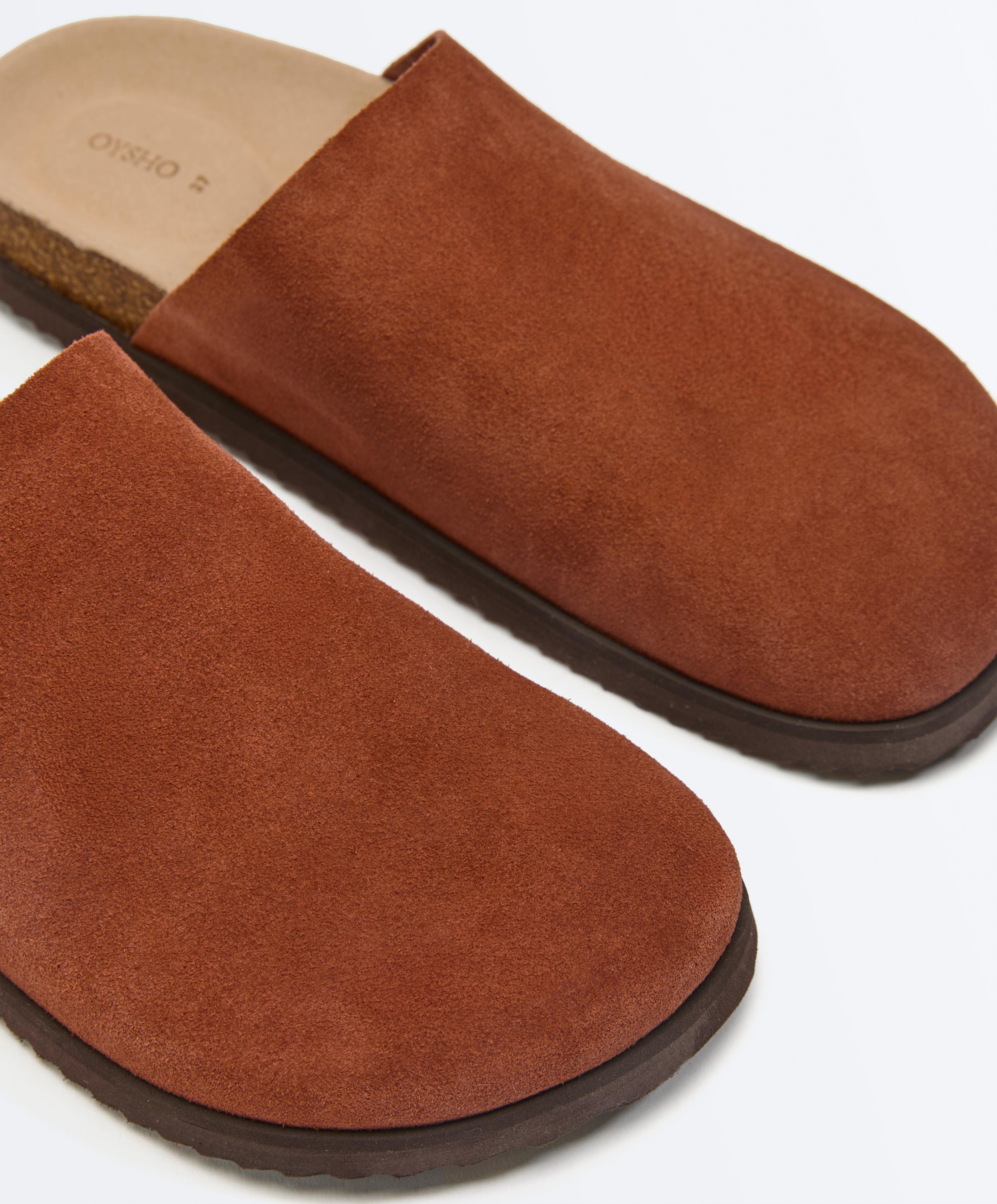 Split leather mules — BURNT ORANGE