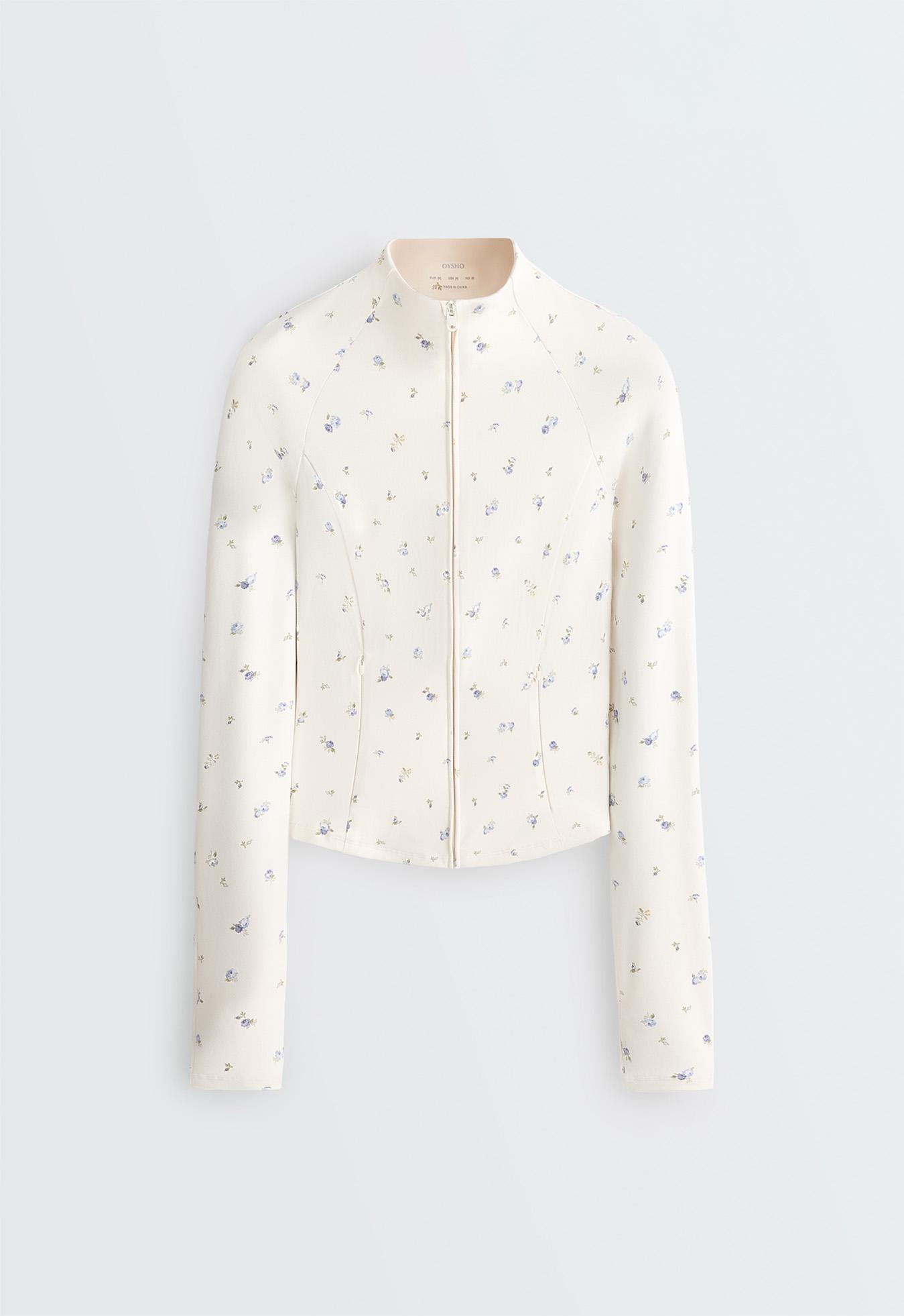 Evermove floral print technical jacket — PALE ECRU