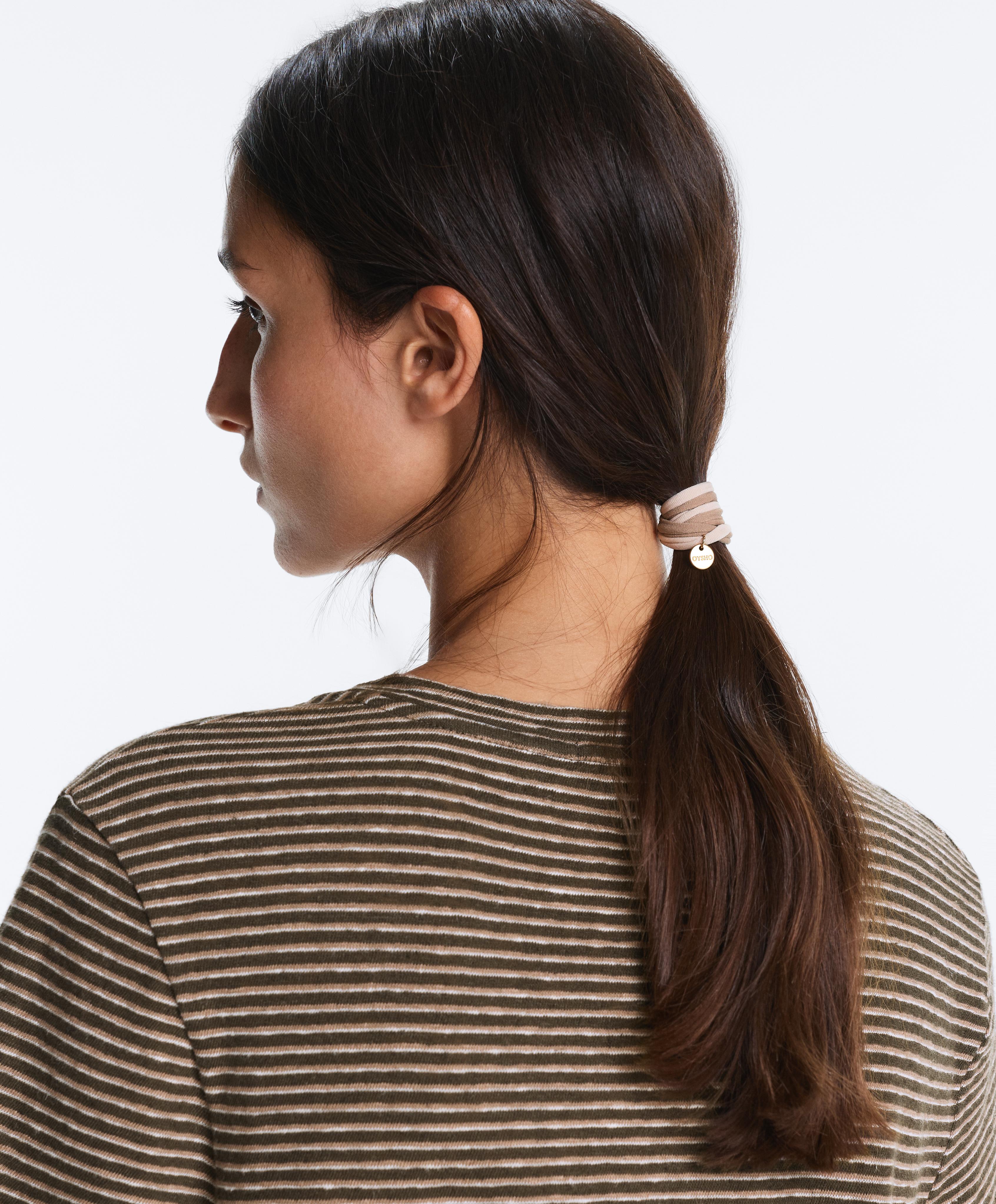 6 Oysho plaque hair ties — BLUE-GREY